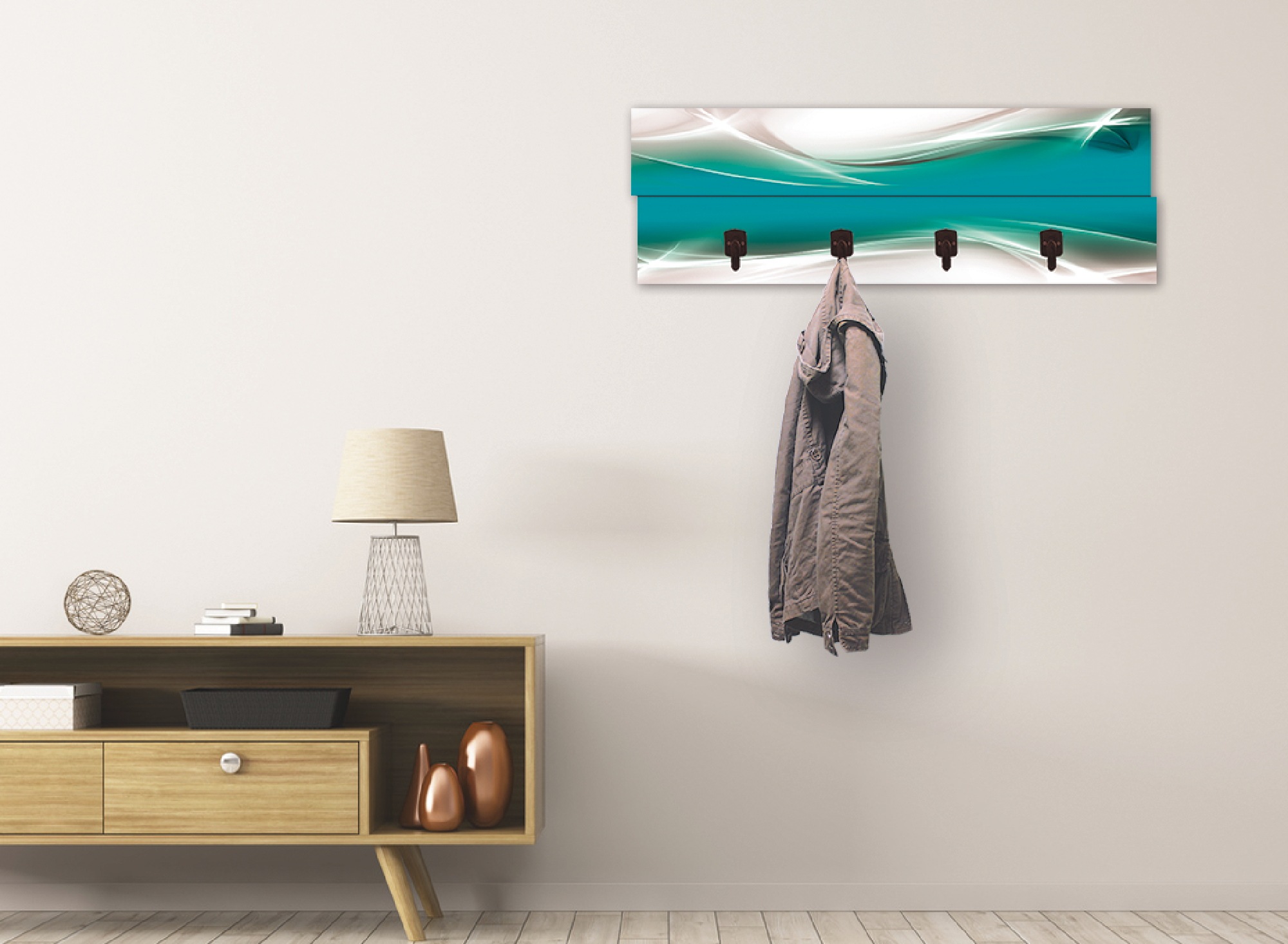 Image of Artland Garderobenleiste »Kreatives Element«, platzsparende Wandgarderobe aus Holz mit 4 Haken, geeignet für kleinen, schmalen Flur, Flurgarderobe bei Ackermann Versand Schweiz