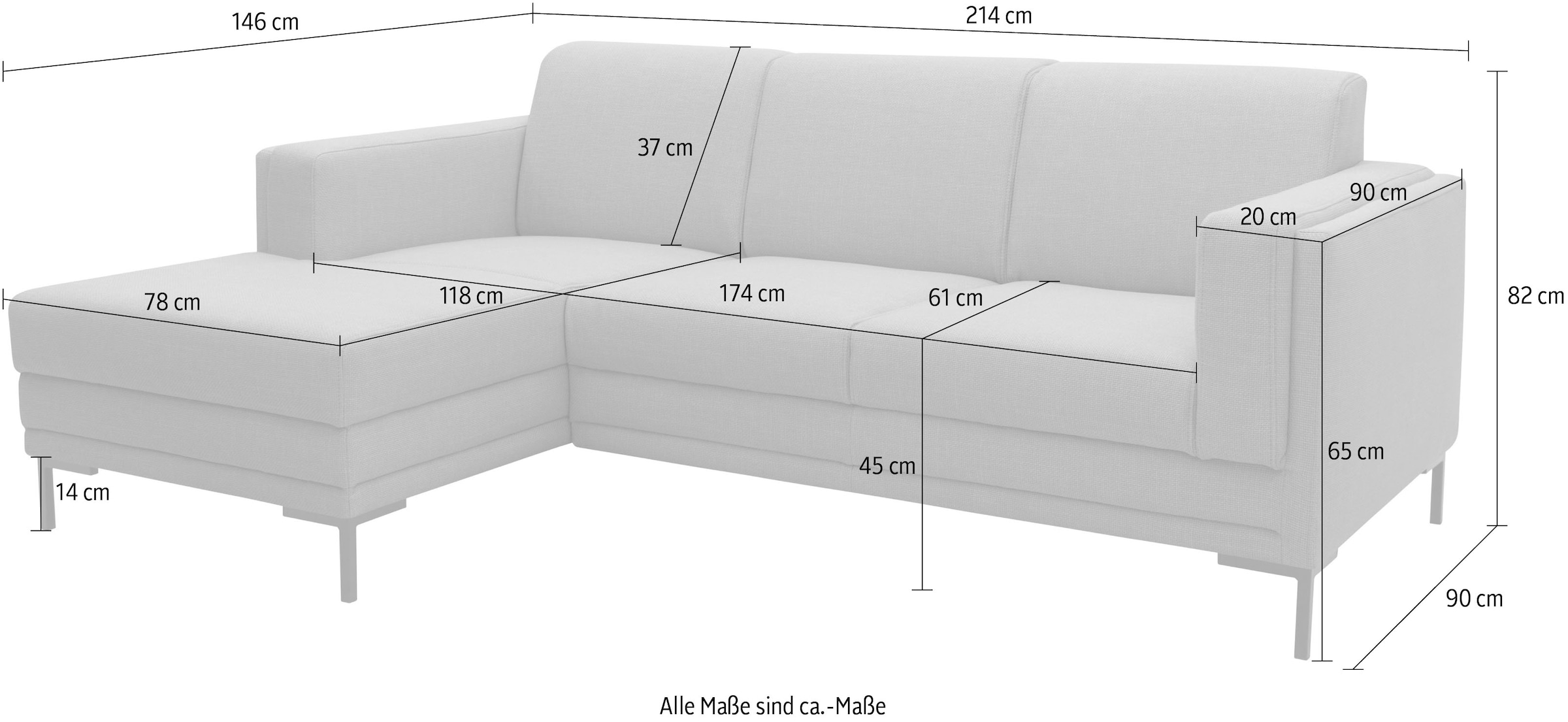 LOOKS by Wolfgang Joop Ecksofa »LOOKS VII L-Form«, klare Linien, edles Design