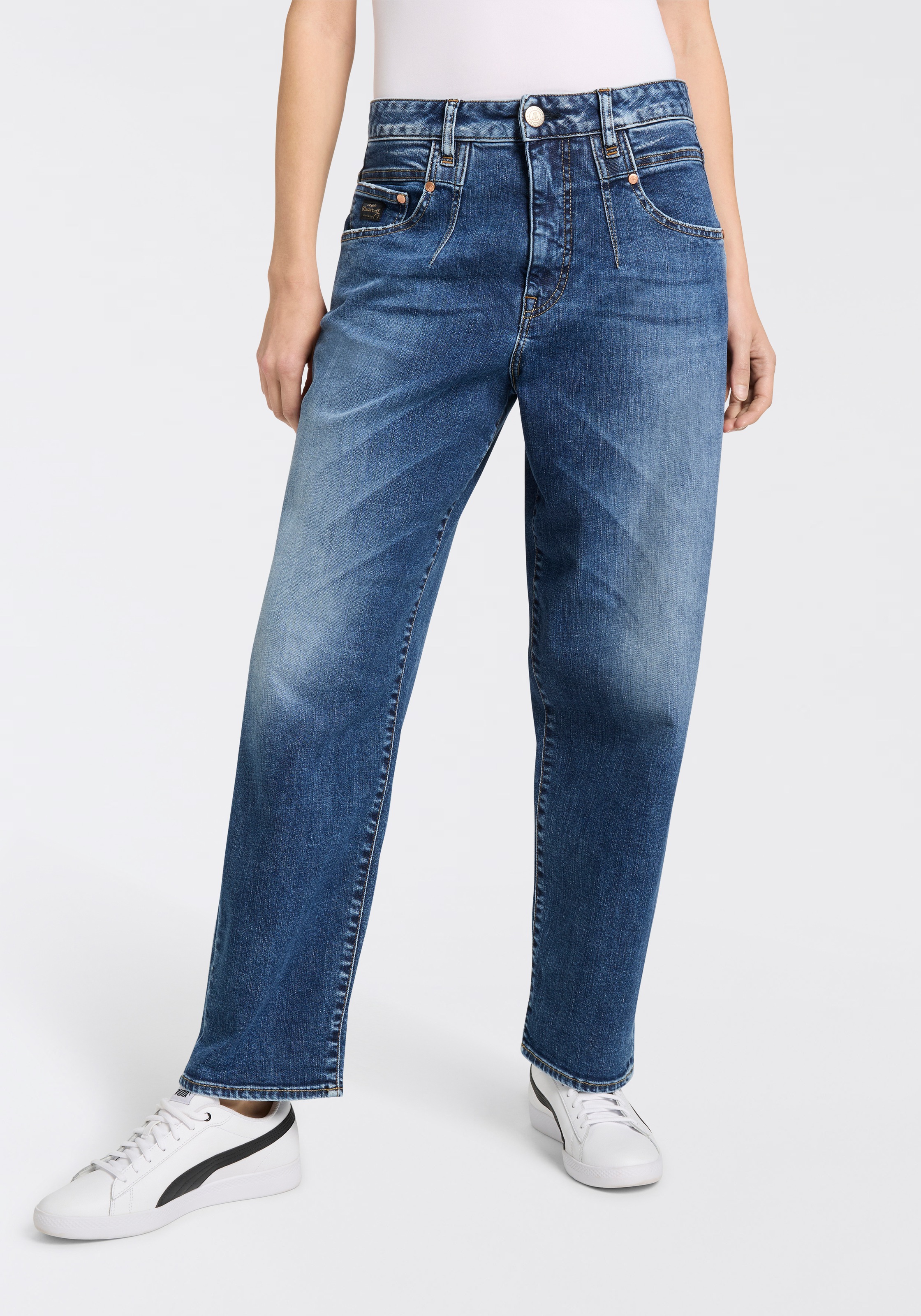 Image of Herrlicher Loose-fit-Jeans "Brooke Denim" mit Abnähern am Bund
