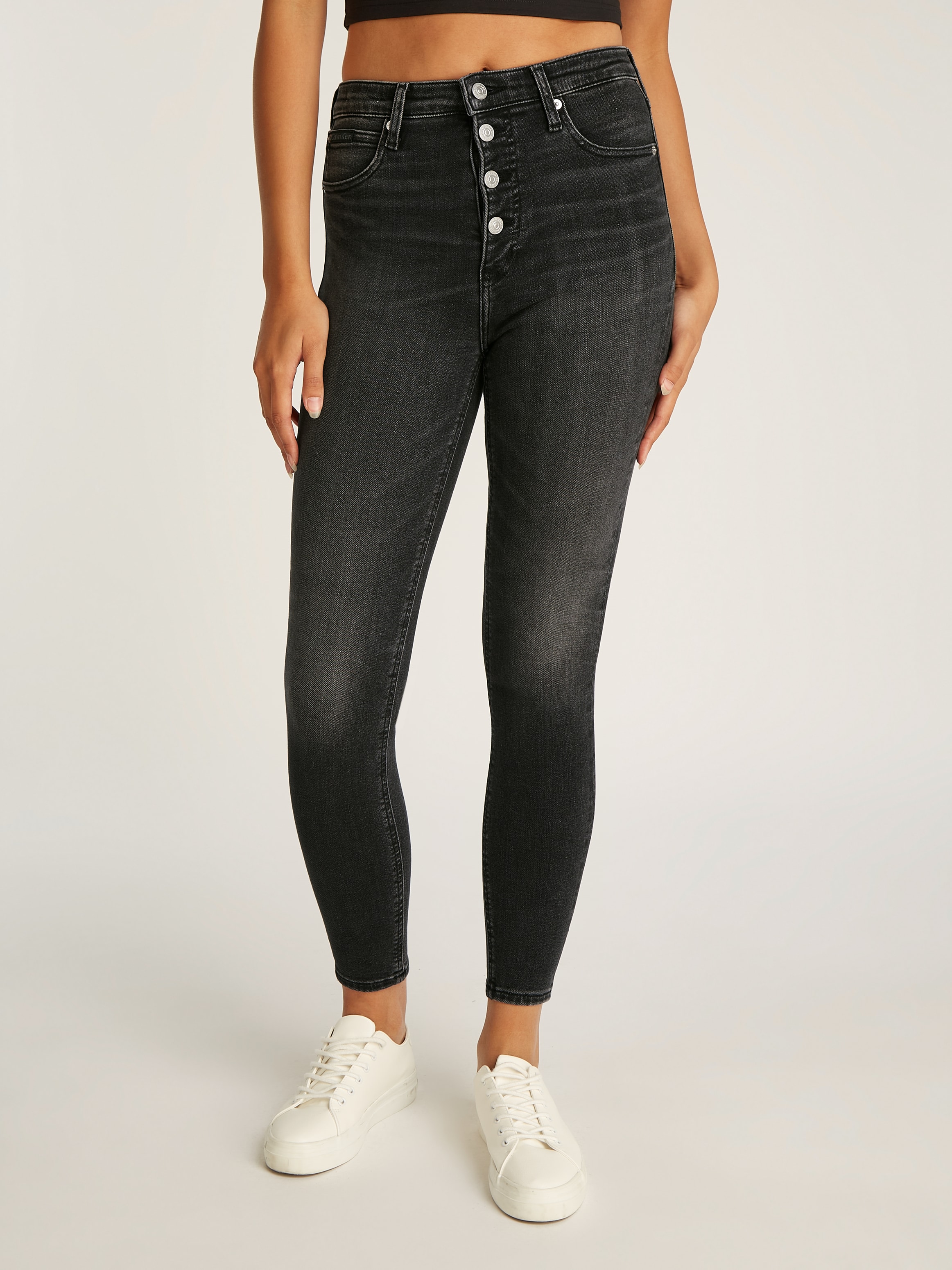 Calvin Klein Jeans Skinny-fit-Jeans »HIGH RISE SUPER SKINNY ANKLE«, in dunkelgrauer Waschung