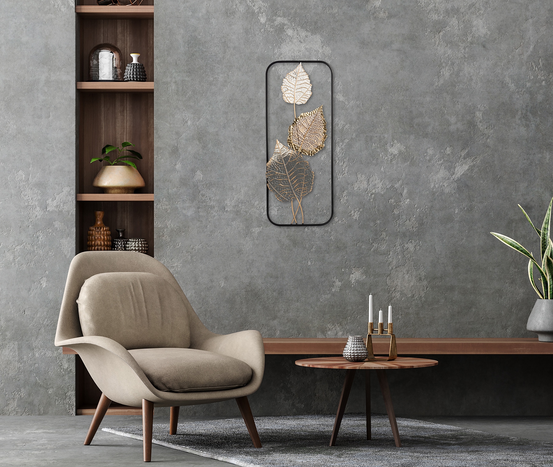 Bönninghoff Metallbild »BLÄTTER 25x61 cm – Deko modern« Blätter | Blätterbilder | Pflanzen Wanddekoration