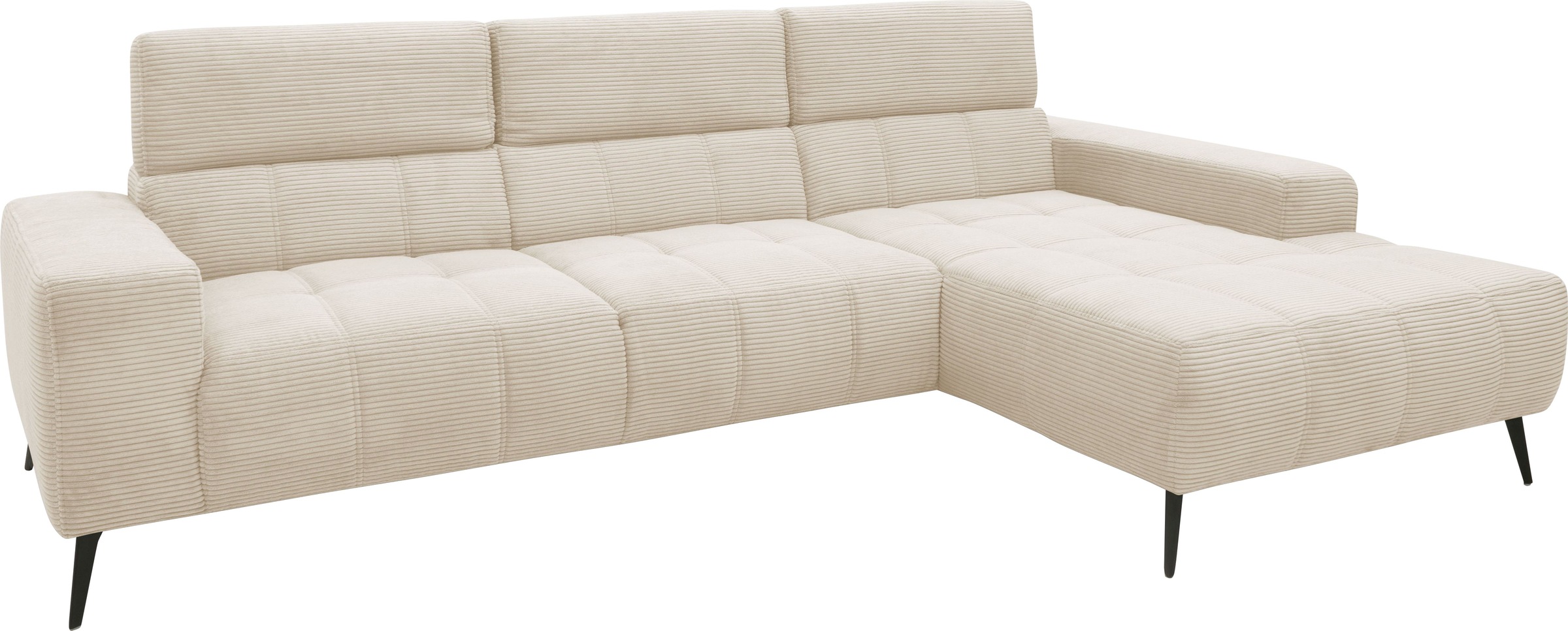 DOMO collection Ecksofa »Trento L-Form, mit Kufenfuss oder Einzelfuss«, wahlweise mit Kopfteilverstellung, Recamiere links/rechts bestellbar