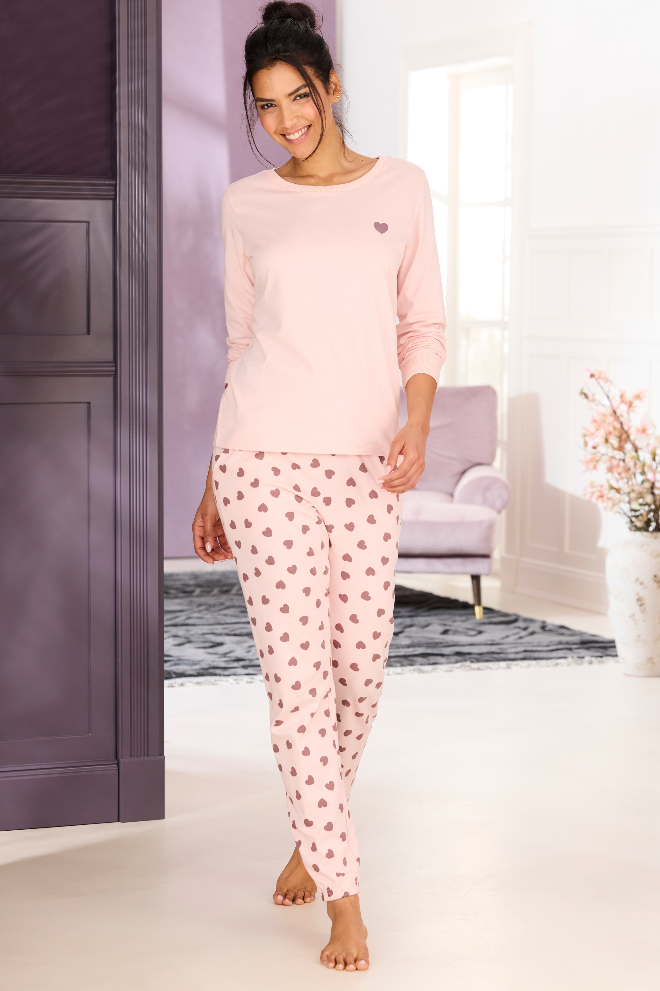 Image of Vivance Dreams Pyjama Set, 2 tlg. mit süssem Herzmuster