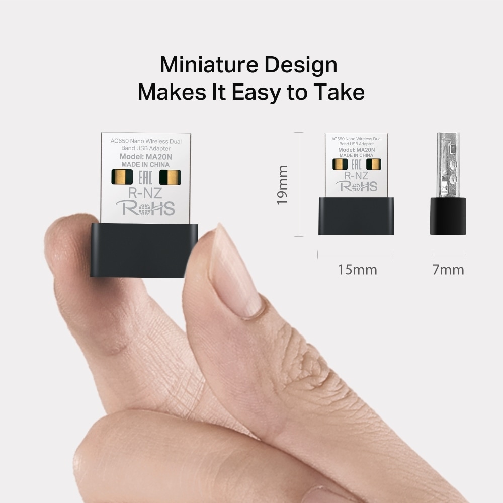 TP-Link WLAN-Dongle »Mercusys MA20N AC650 Nano«, (650 Mbit/s 5 GHz), Wi-Fi 5, Plug&Play, Windows 10/11