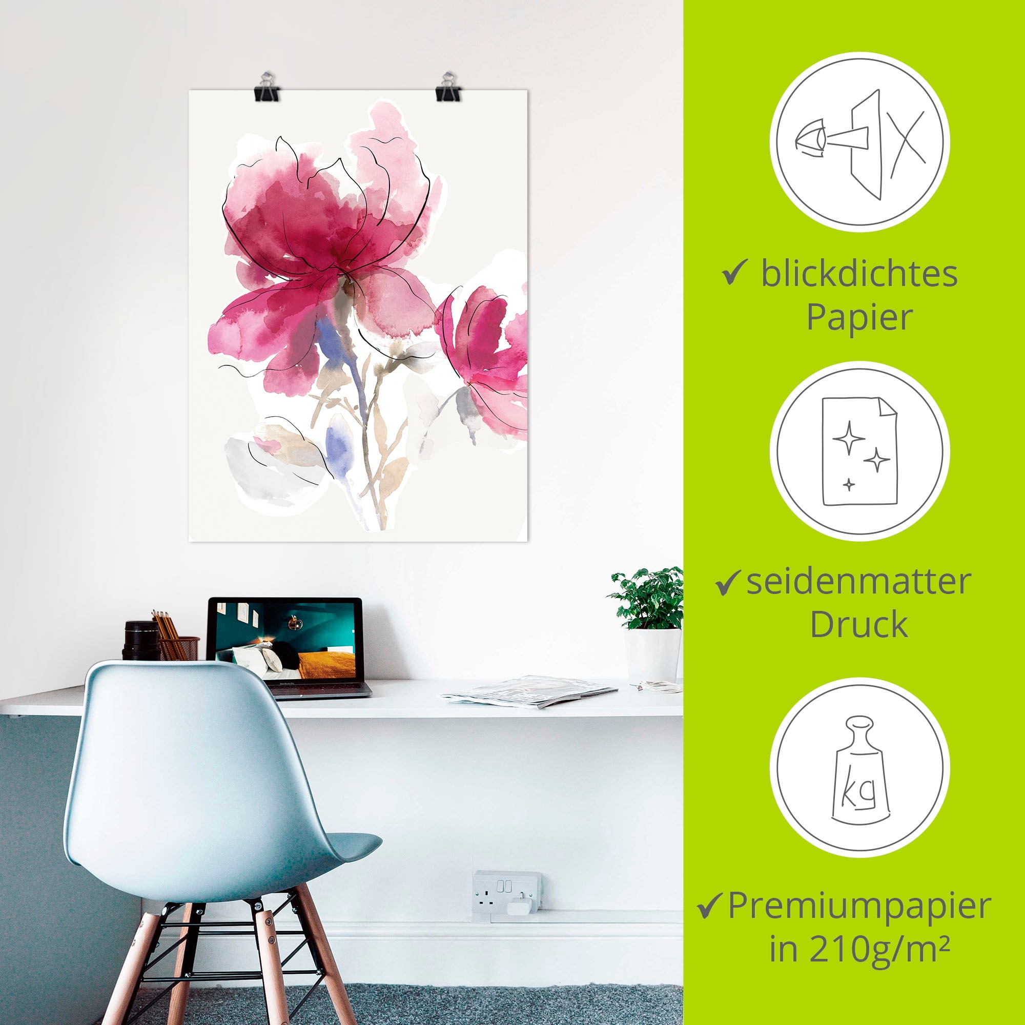 Artland Wandbild »Rosige Blüte I.« Blumenbilder 1 Stk. tlg. als Alubild, Leinwandbild, Poster in verschied. Grössen