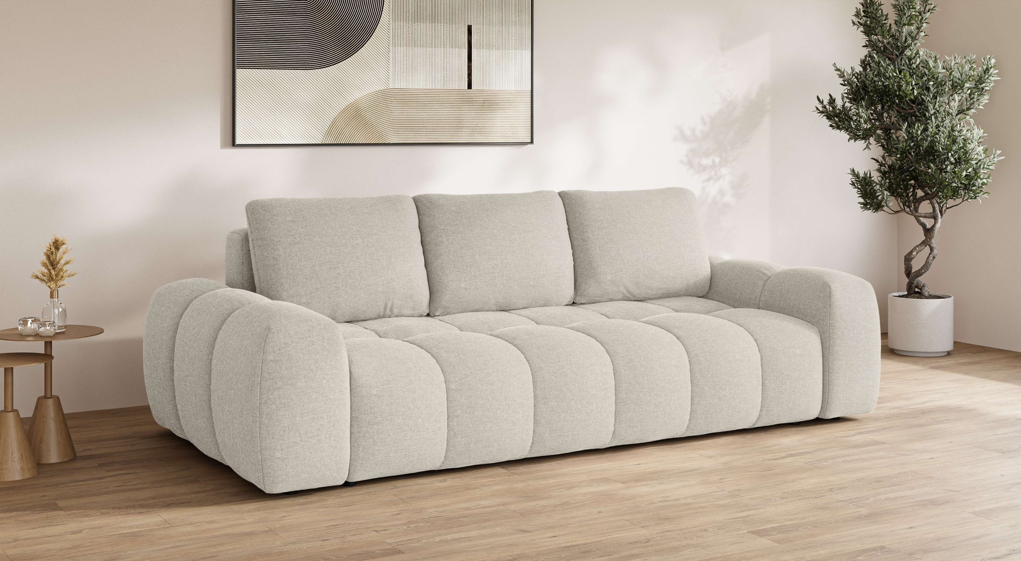 GOODproduct 3-Sitzer »AZITA optionale Schlafsofa mit Bettkasten, Breite 253cm« Sofa mit Wellenunterfederung, Bubble-Optik, Verlässliche Qualität