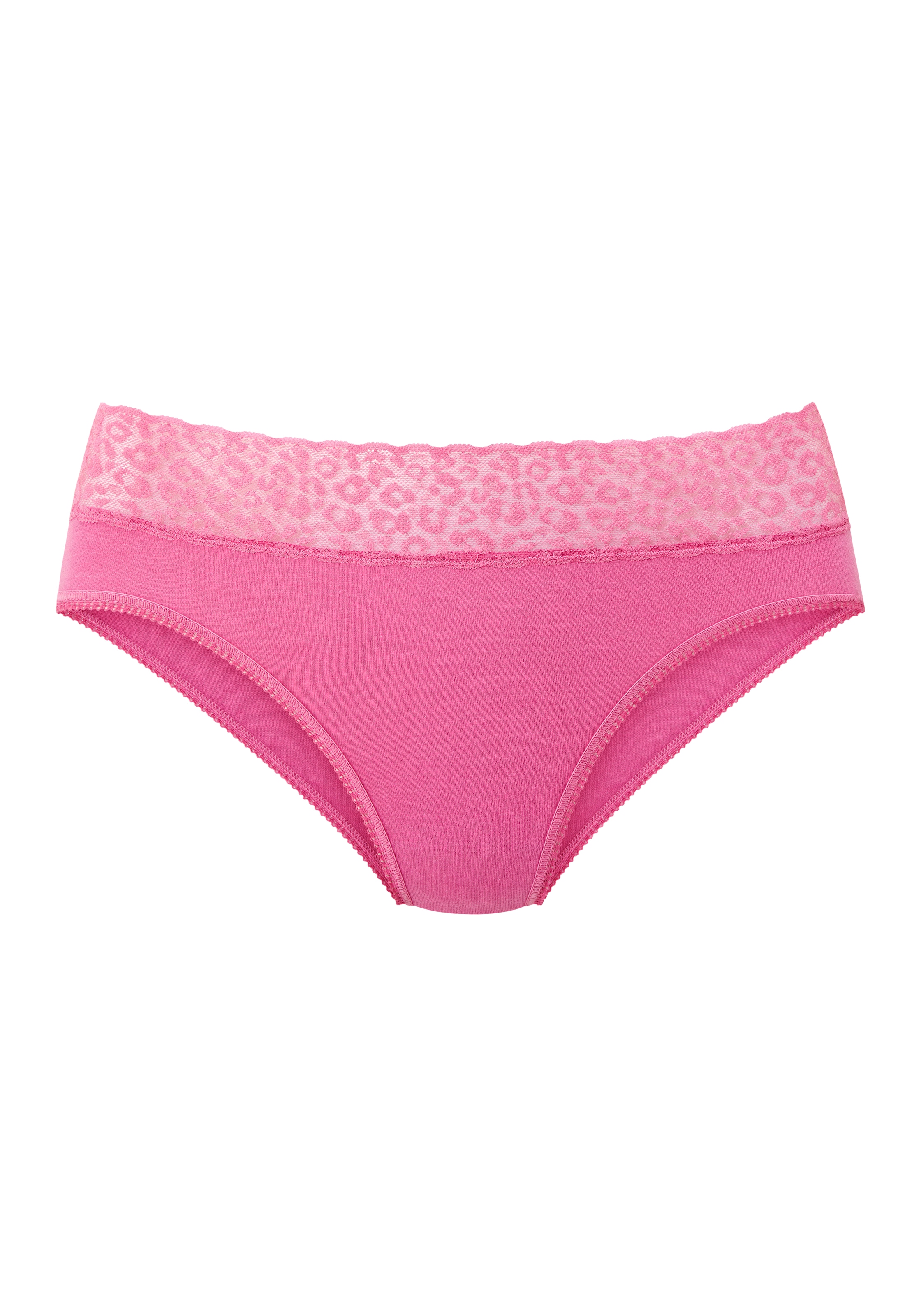 LASCANA Jazz-Pants Slips 4er Pack,  aus elastischer Baumwolle mit Leo-Spitze am Bund