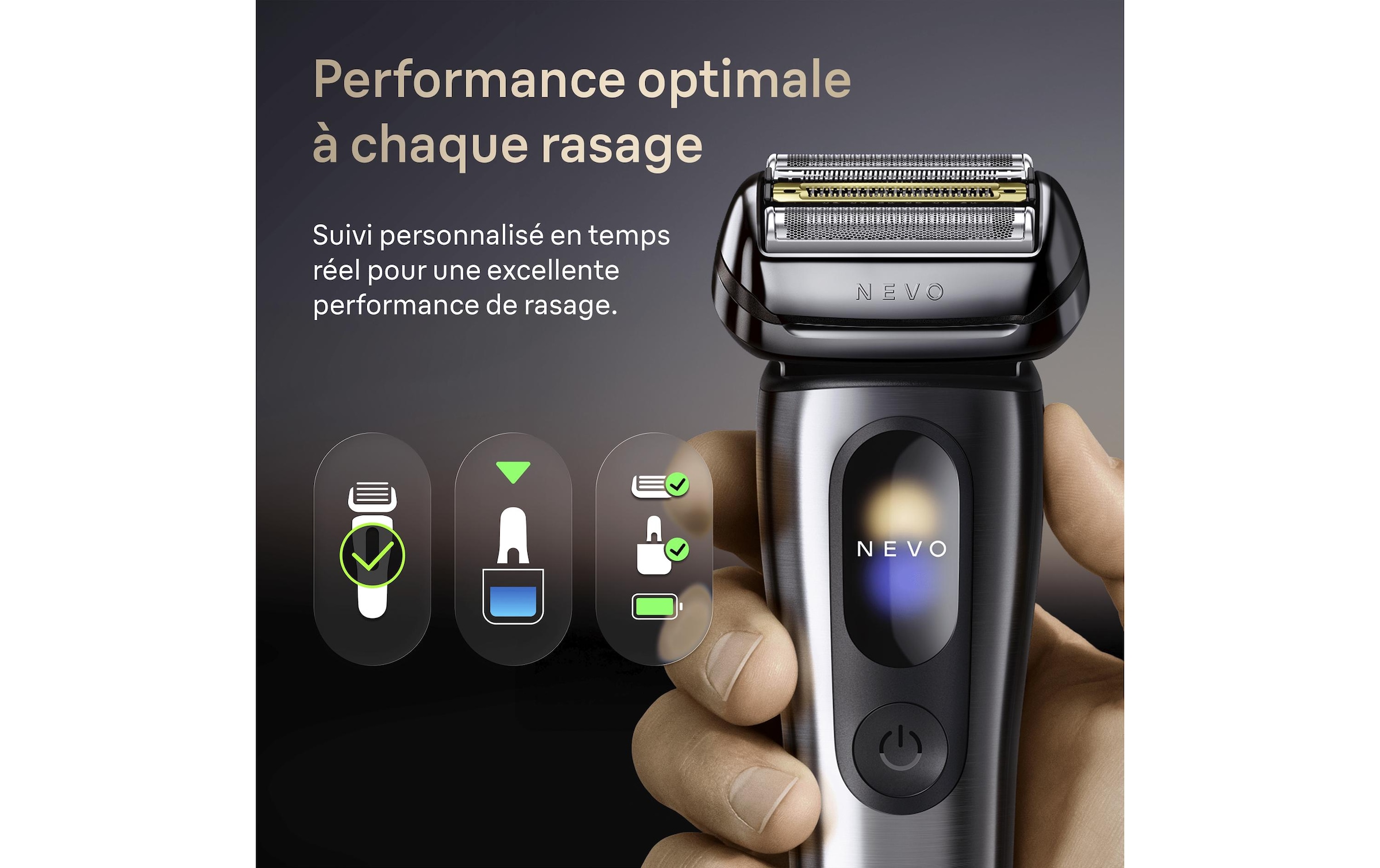 Braun Rasoirs électriques »NEVO 15000cc« station de nettoyage SmartClean Plus Tondeuse de précision intégrée AeroTouch, écran intelligent, système de soin 7-en-1, étui de voyage, argent
