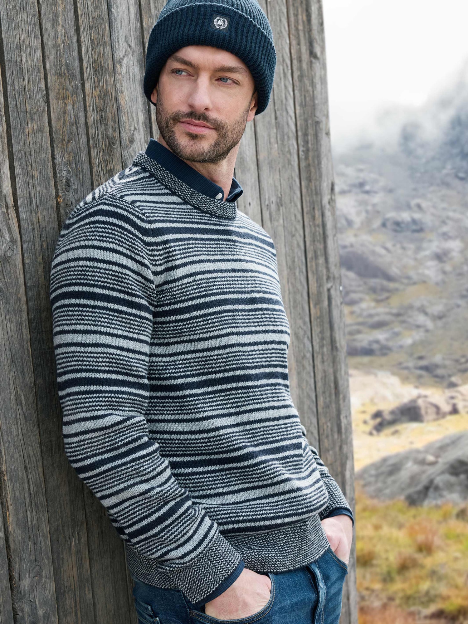 Image of LERROS Strickpullover "Herren Crewneck-Stricker, gestreift"