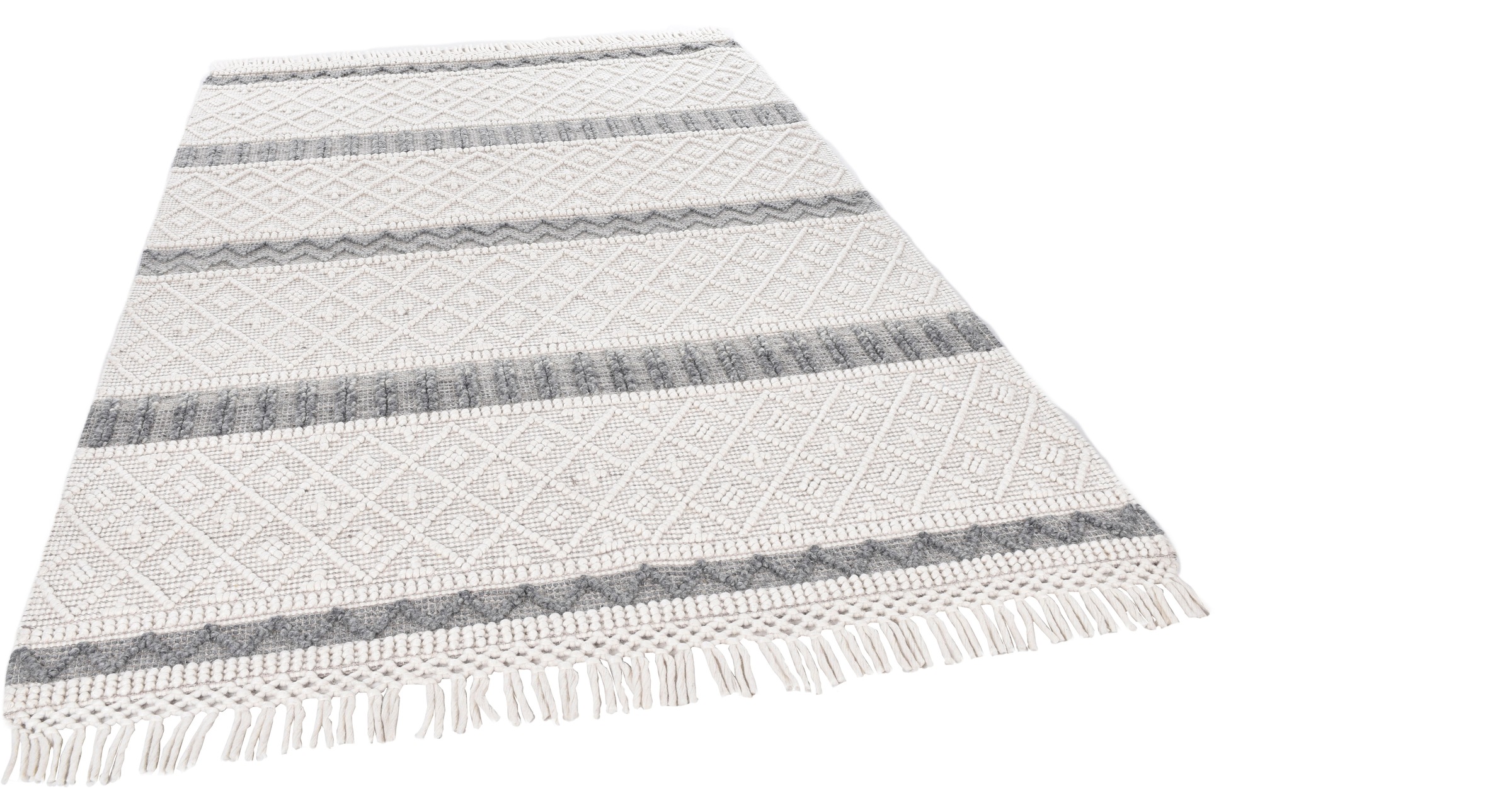 Image of THEKO Wollteppich »Visby - 915«, rechteckig, 10 mm Höhe, reine Wolle, handgewebt, Scandi Design, mit Fransen, ideal im Wohnzimmer & Schlafzimmer bei Ackermann Versand Schweiz