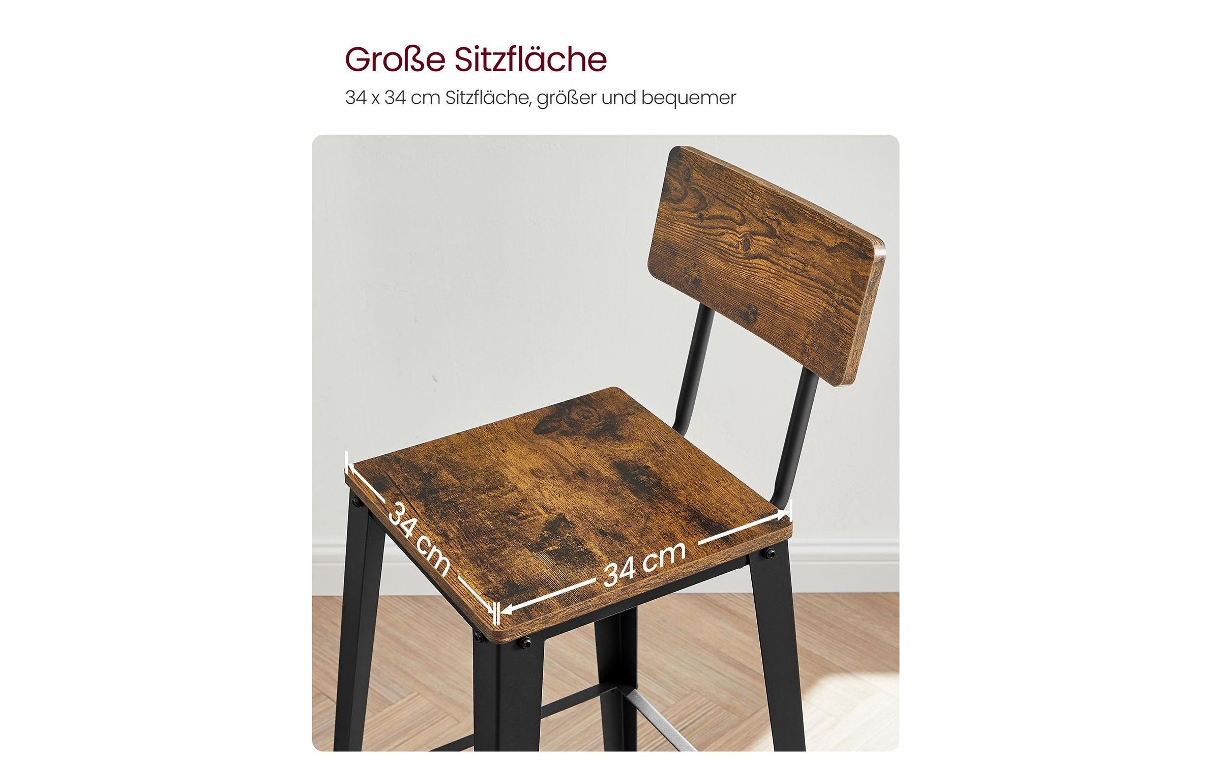 VASAGLE Barhocker »45.4 x 45.4 x 102.2 cm 2er Set«
