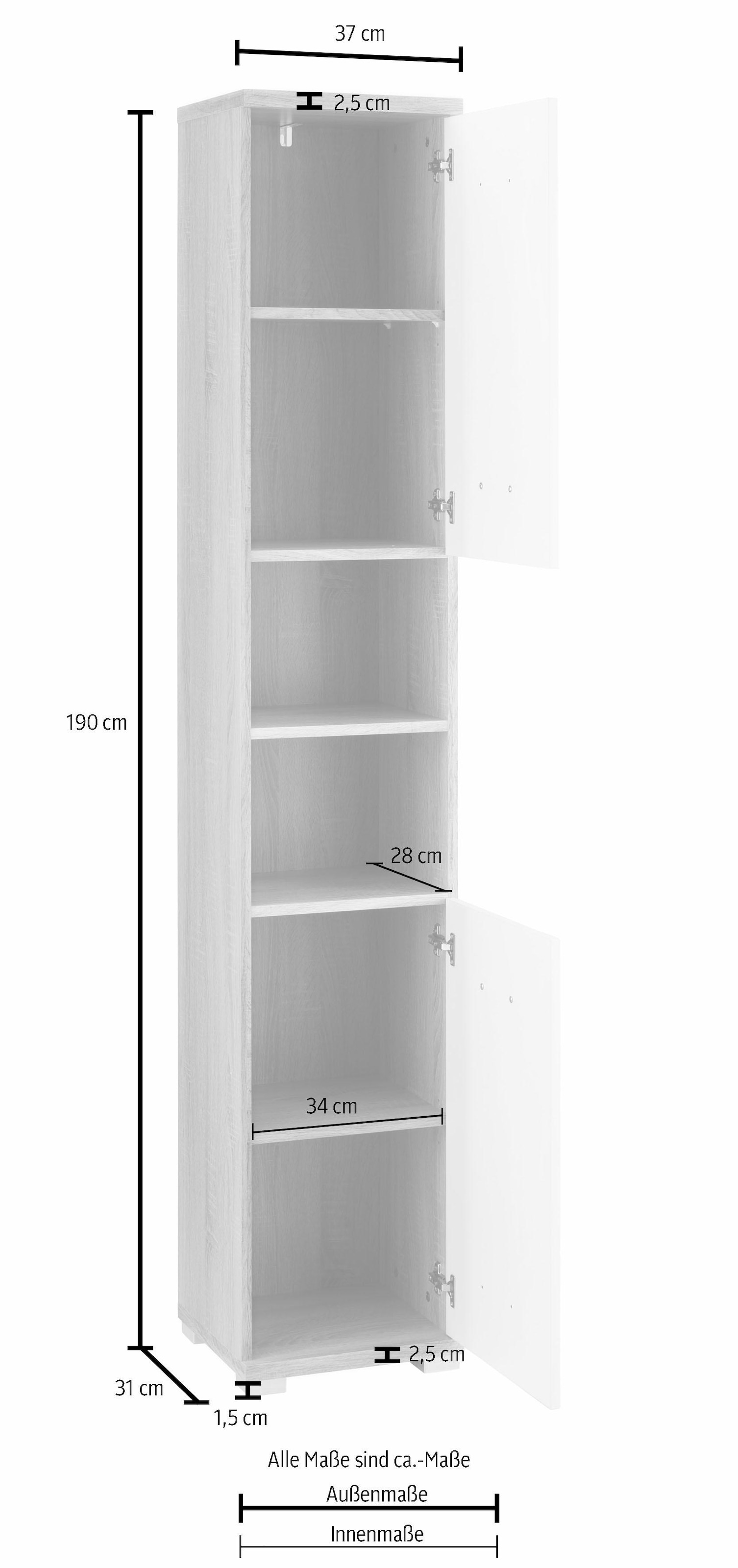Homexperts Hochschrank »Nusa«, Breite 35 cm, Badezimmerschrank, welchselbarer Türanschlag und Fächer