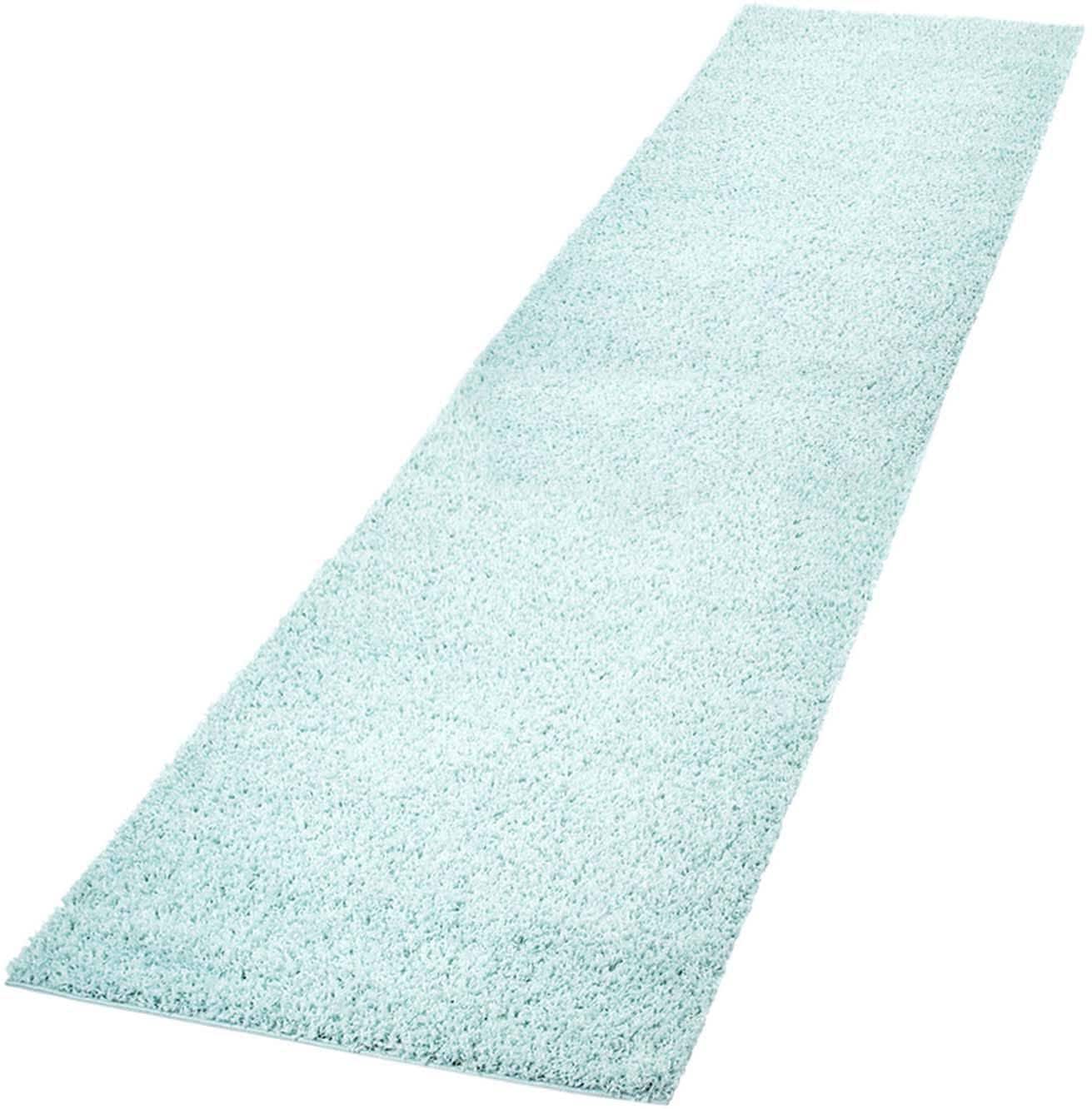 Carpet City Hochflor-Läufer »Pastell Shaggy300«, rechteckig, Shaggy Hochflor Teppich, Uni Farben, Weich, ideal für Flur & Diele