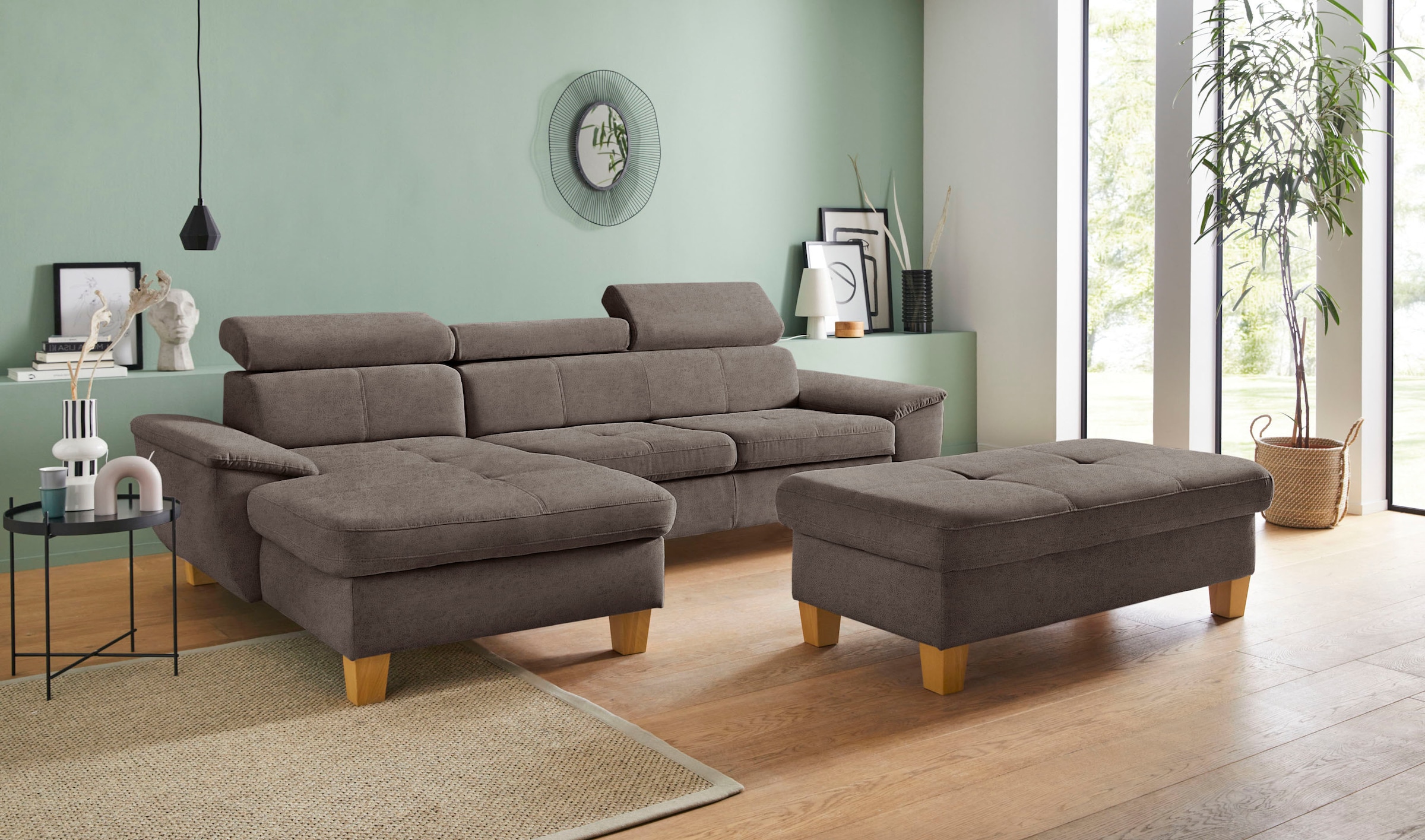 exxpo - sofa fashion Ecksofa »Enya, aufwendige Detailverarbeitung, hoher Sitzkomfort, bequem, L-Form«, inkl. Kopfteilverstellung, wahlweise mit Bettfunktion und Bettkasten