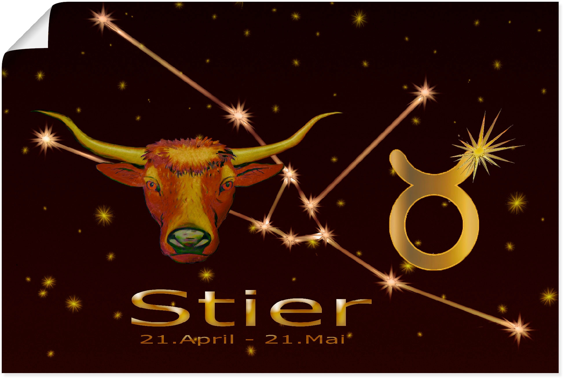Image of Artland Poster "Sternzeichen - Stier" Bilder von Sternzeichen 1 Stk. tlg. ohne Rahmen