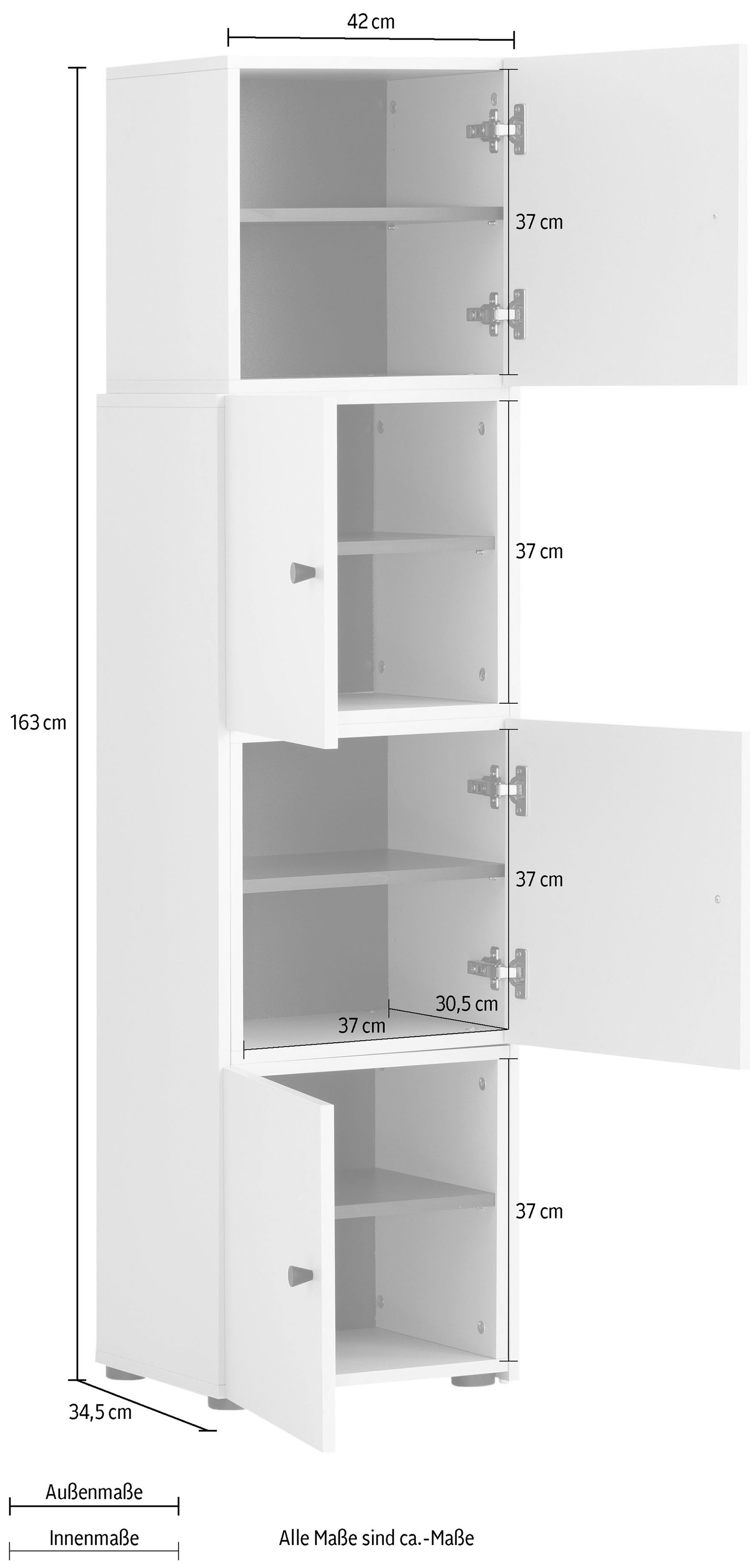 Schildmeyer Schieberegal »Lovund, Breite variabel von 42 bis 70 cm« 4 Türen mit Softclose-Funktion