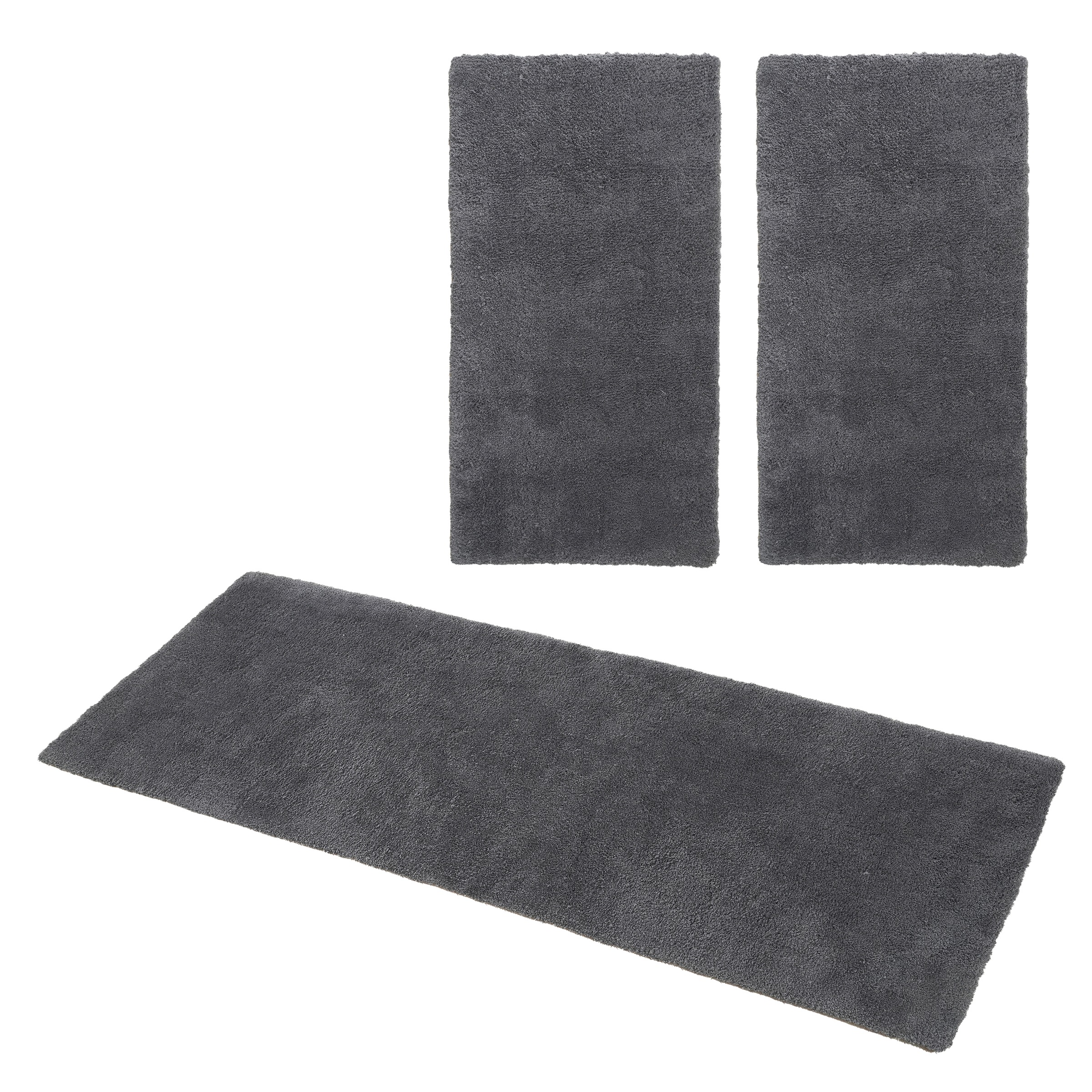 Image of GOODproduct Hochflor-Bettumrandung "Microfaser Teppich Magong, besonders weich, sehr feiner Flor" Höhe 25 mm 3 Stk. tlg. uni, einfarbiger Bettvorleger, Läufer-Set, Schlafzimmer, Kinderzimmer
