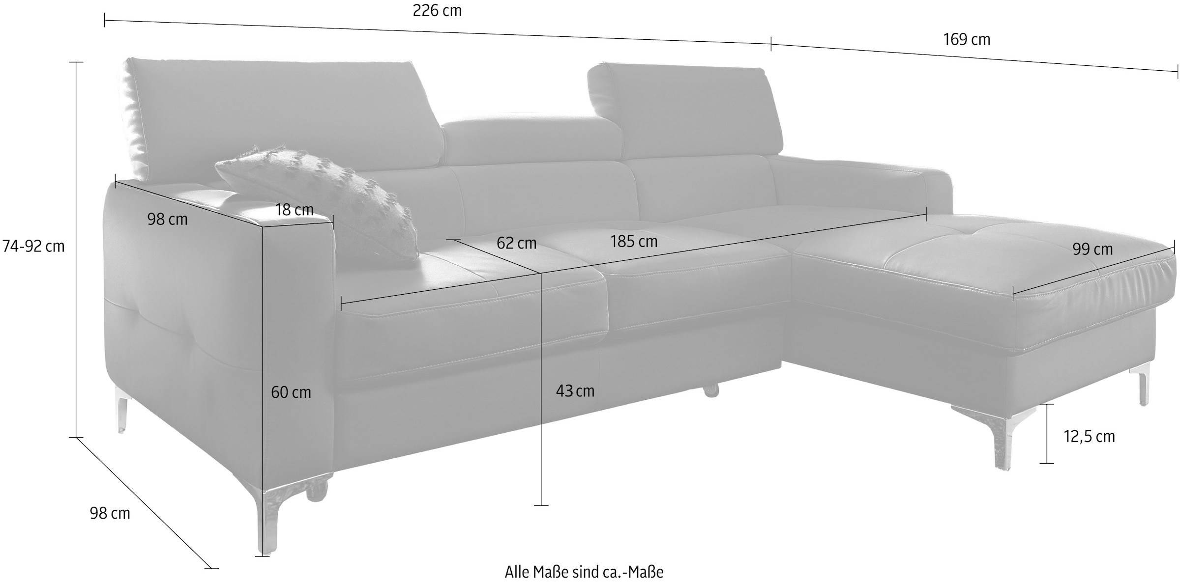 COTTA Ecksofa »Sammy L-Form«, wahlweise mit Bettfunktion