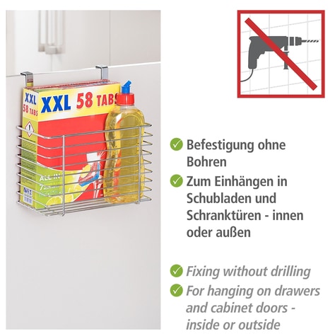 WENKO Einhängekorb, zum Einhängen an Schubladen und Schranktüren, Befestigung ohne Bohren