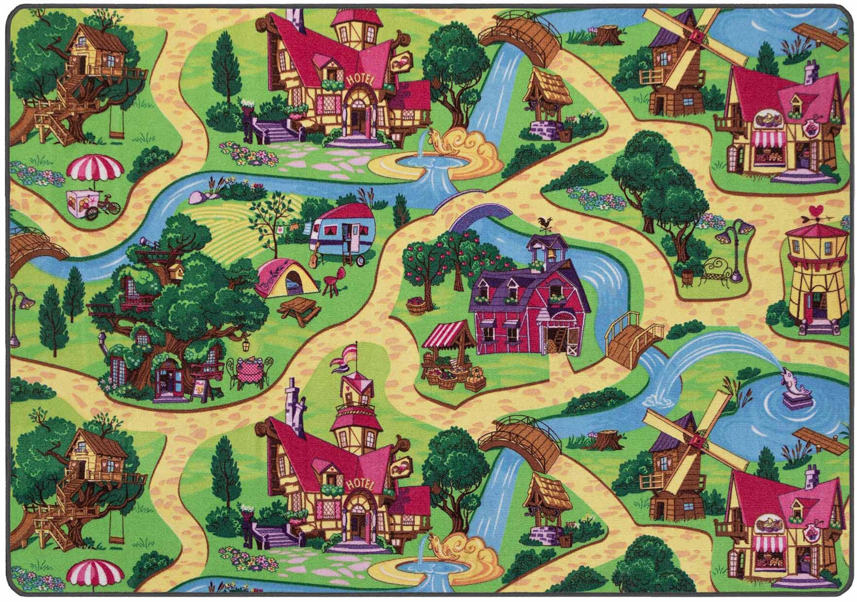 Primaflor-Ideen in Textil Kinderteppich »Spielteppich CANDY TOWN«, rechteckig, 6,5 mm Höhe, Kurzflor, Strassen-Spiel-Teppich, Kinderzimmer