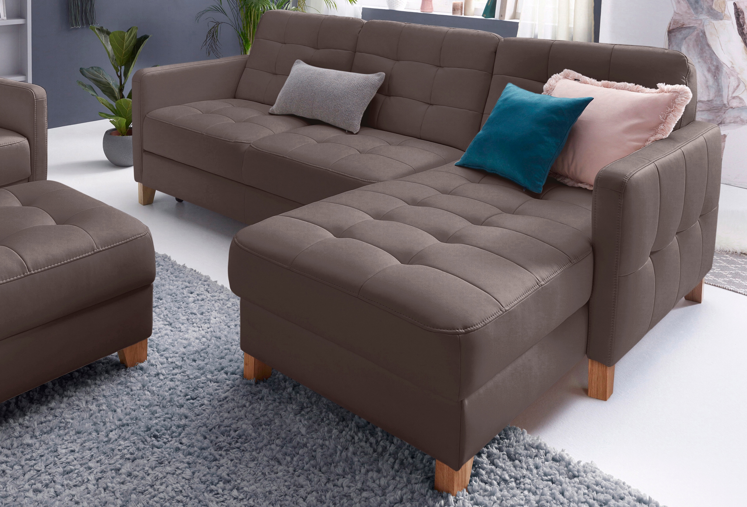 exxpo - sofa fashion Ecksofa »Elio, kompakt und komfortabel, bequem und zeitloses Design, L-Form« wahlweise mit Bettfunktion