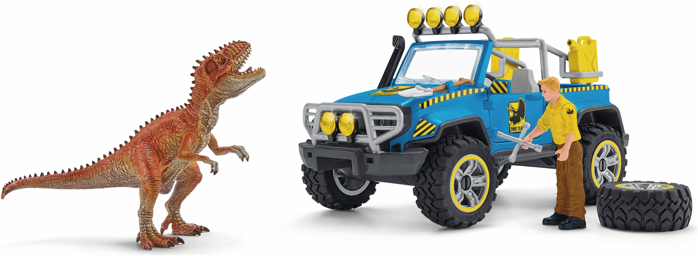 Schleich® Personnage de jeu »DINOSAURS, Geländewagen mit Dino-Aussenposten (41464)«