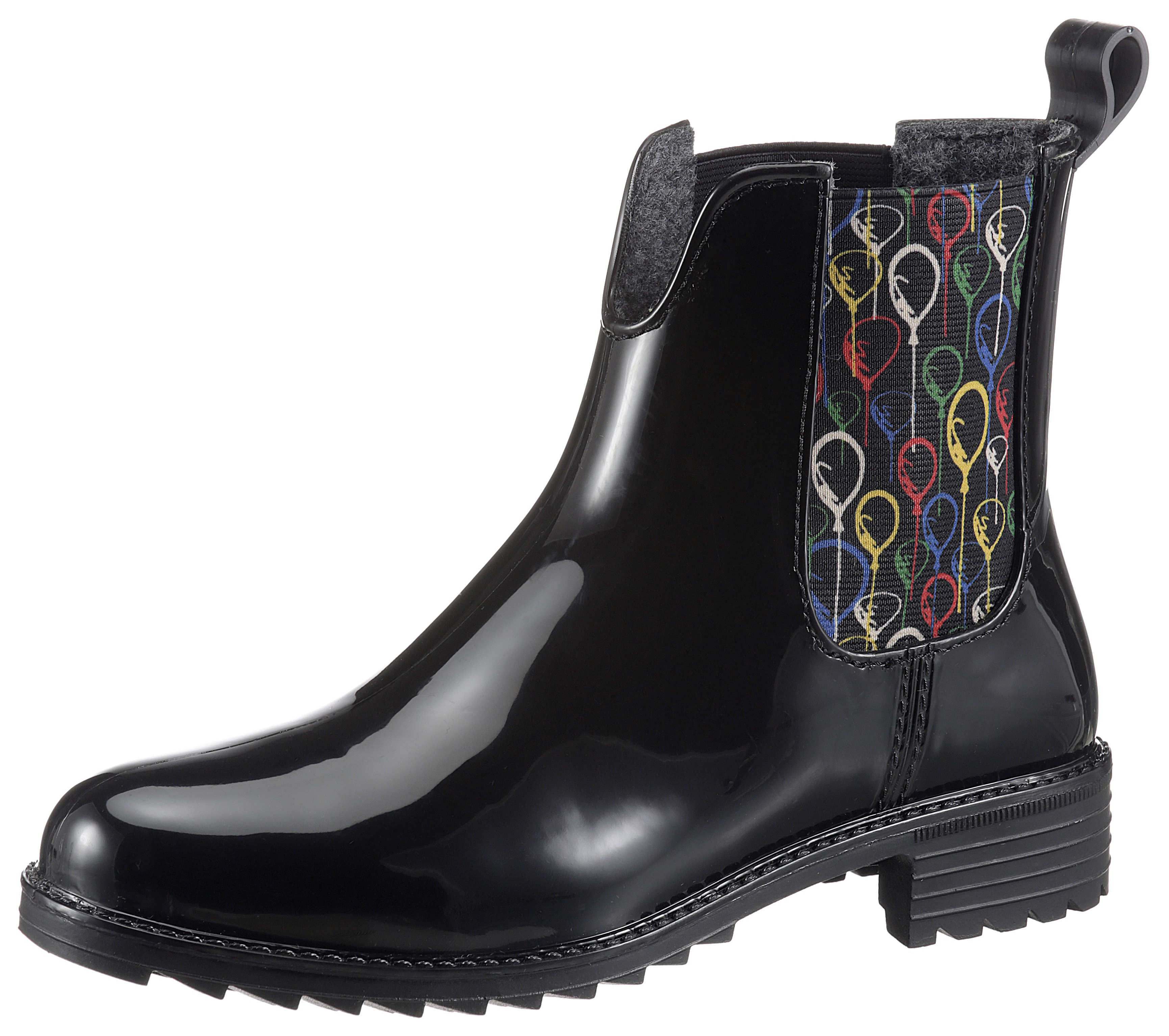 Gummistiefelette, in glänzender Optik, schmale Form