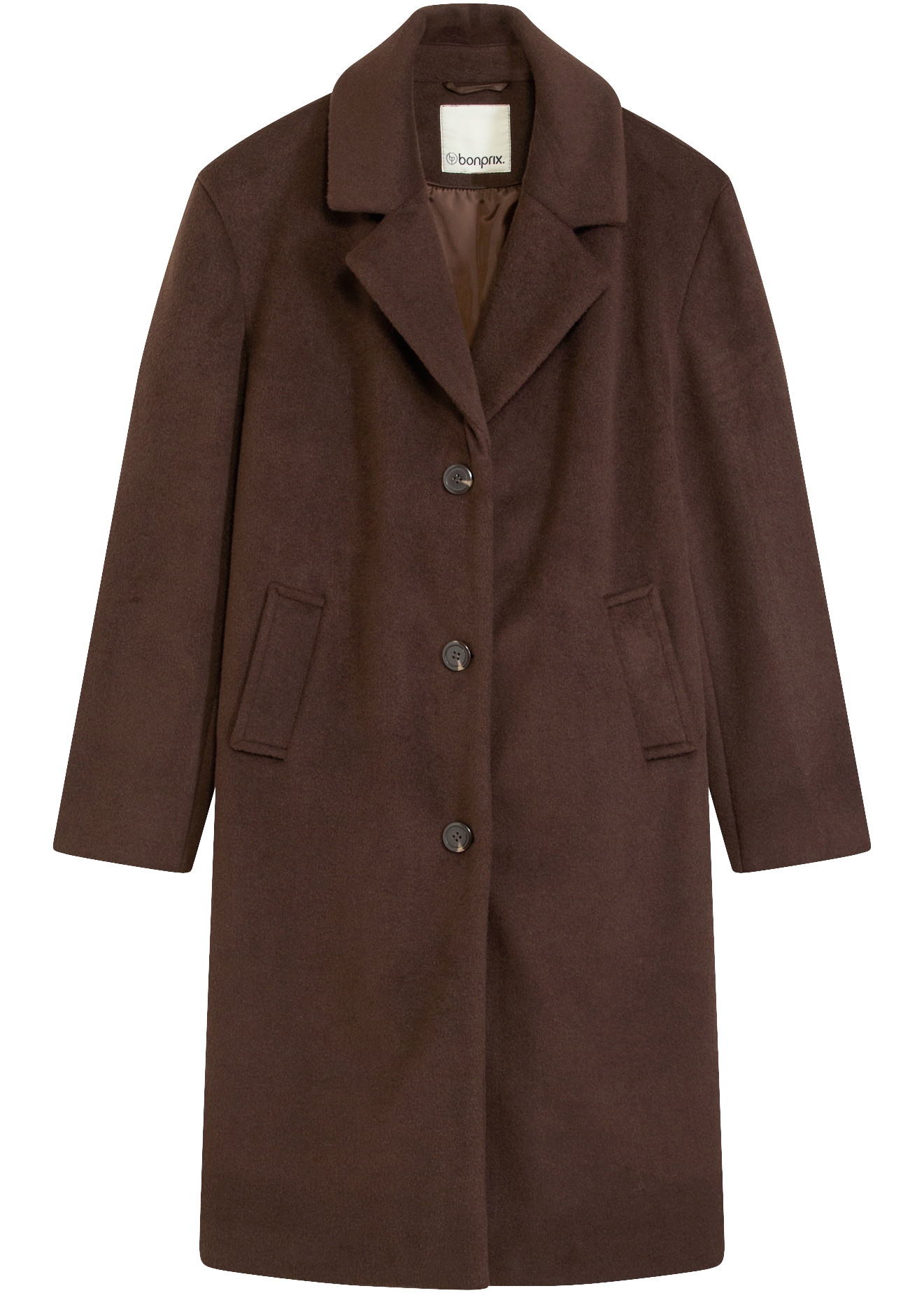 bonprix Manteau court en imitation de laine, coupe décontractée, avec col à revers, festif