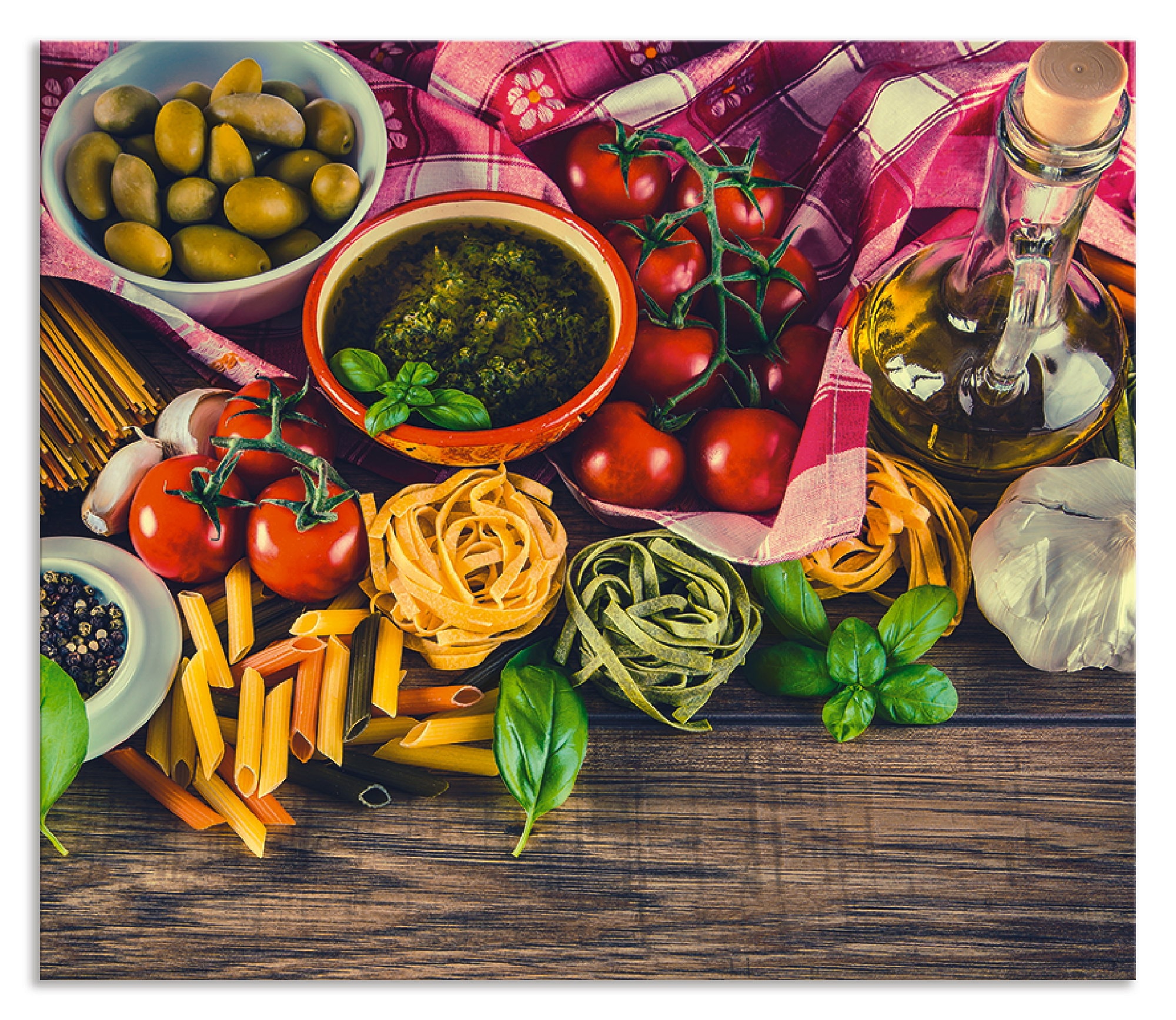 Artland Küchenrückwand »Italienisch mediterrane Lebensmittel«, (1 tlg.), Alu Spritzschutz mit Klebeband, einfache Montage
