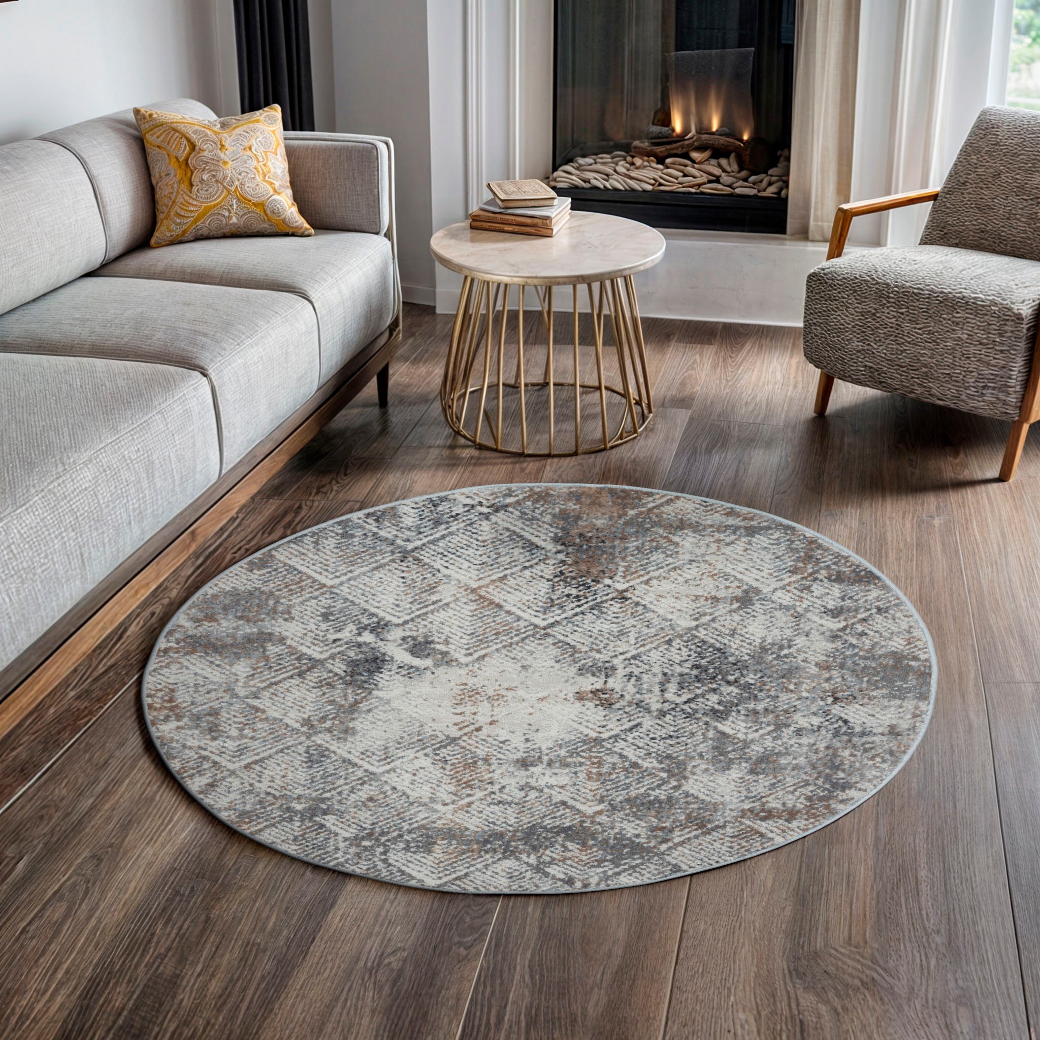 Image of GOODproduct Teppich "Micah" rund 8 mm Höhe Kurzflor, modernes Design, pflegeleicht, Wohnzimmer