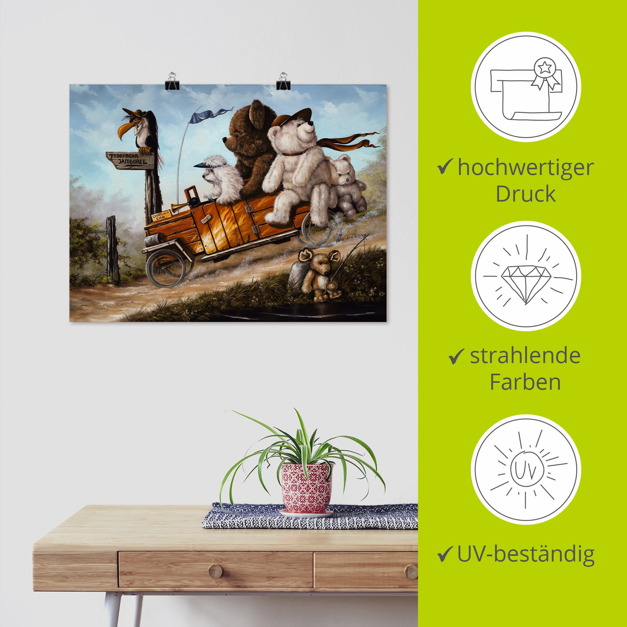 Artland Wandbild »Reisendes Kinderspielzeug«, Spielzeuge, (1 St.), als Leinwandbild, Poster in verschied. Grössen