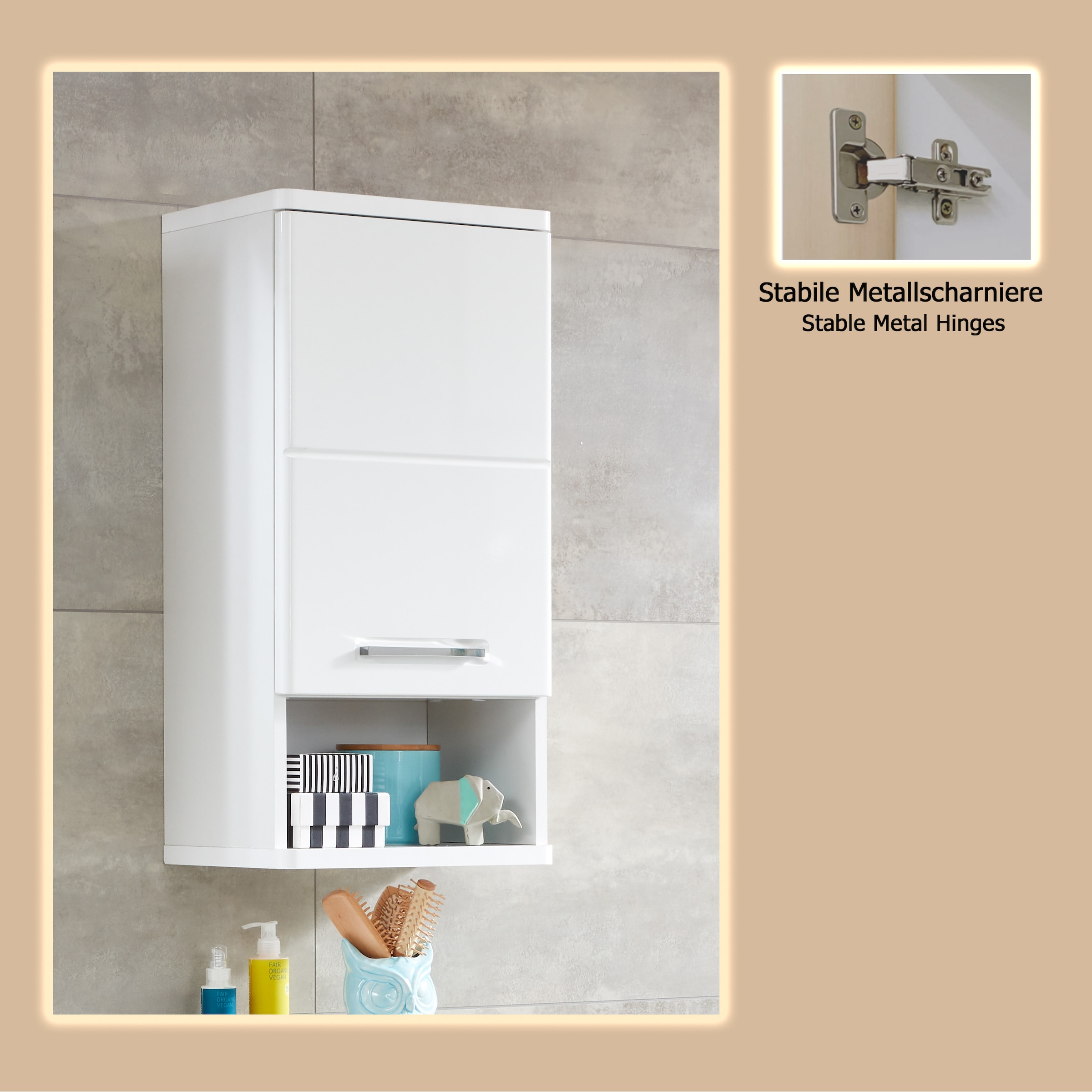 welltime Hängeschrank »Mora«, Hängeschrank mit 1 Tür & 1 Fach - (B/T/H) 37/28/76 cm