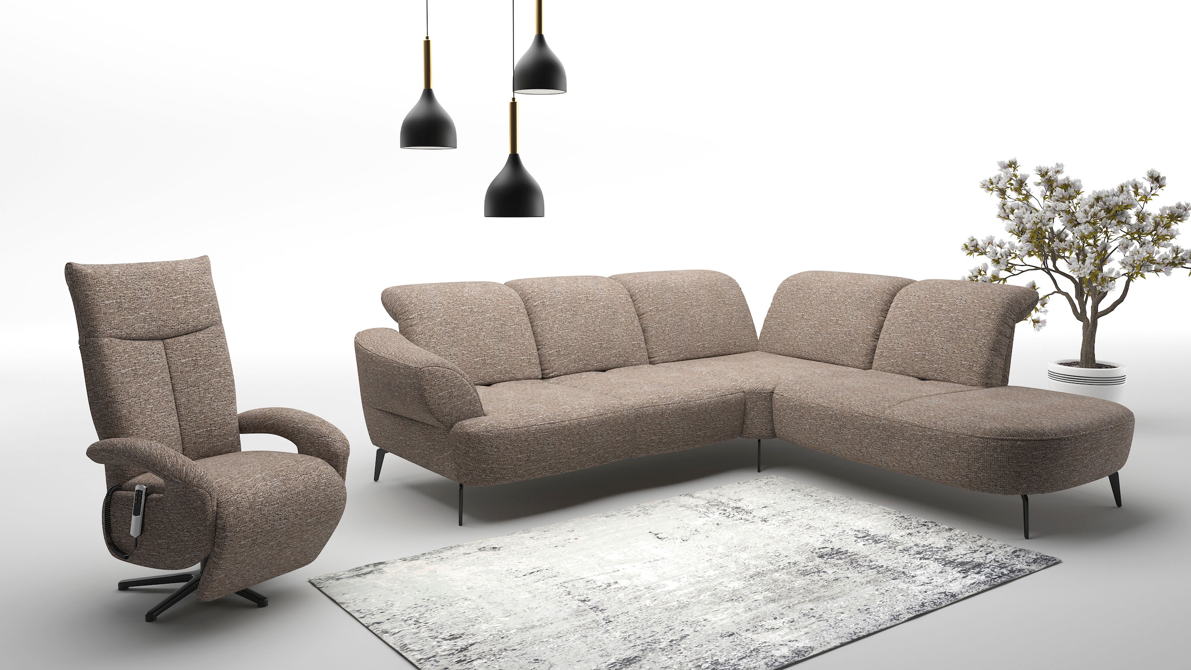 sit&more Ecksofa »Dance, L-Form, inkl. Sitztiefenverstellung«, inkl. Click&Seat, optional mit Kopfteilverstellung