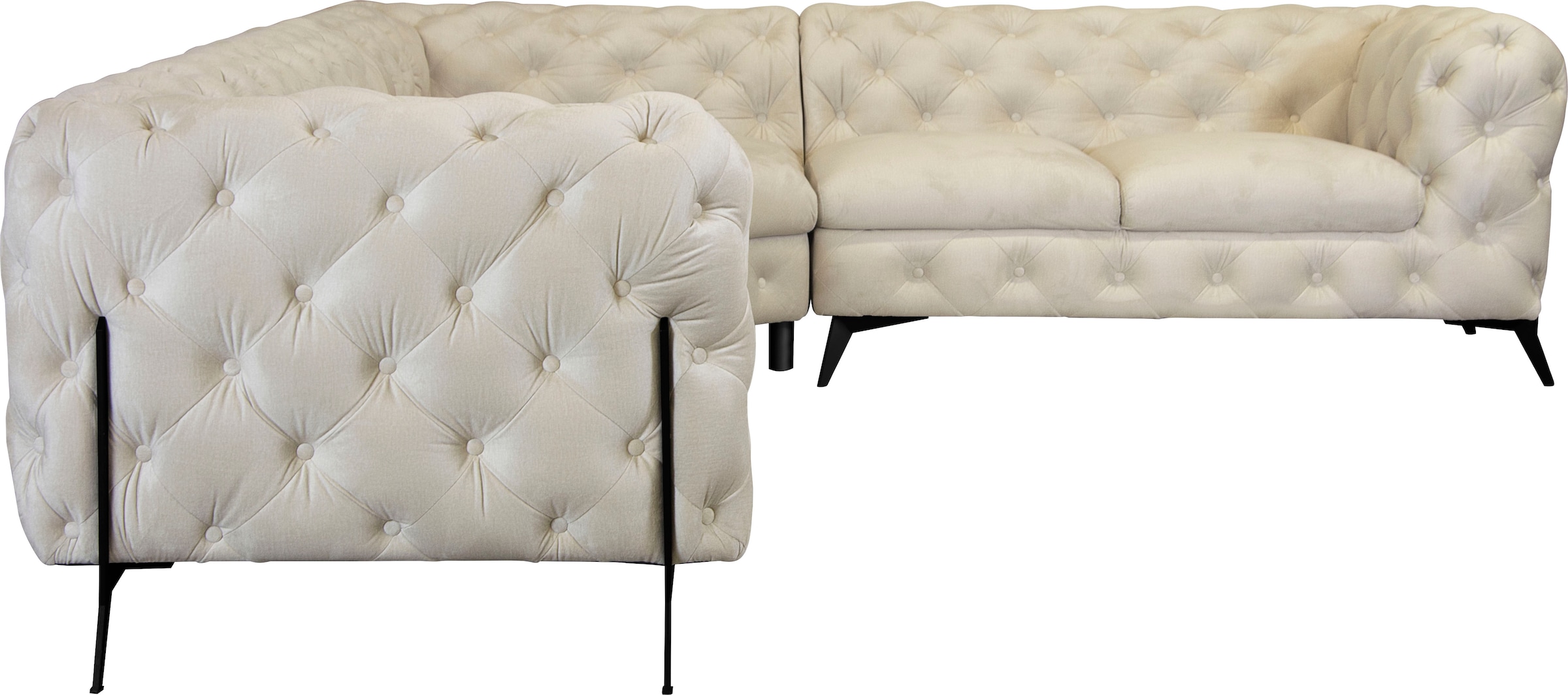 Leonique Chesterfield-Sofa »Amaury L-Form« grosses Ecksofa, Chesterfield-Optik, Breite 323 cm, Fussfarbe wählbar
