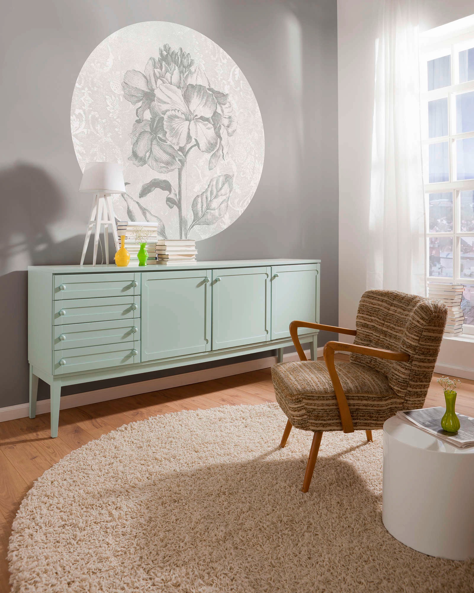 Komar Vliestapete »Vlies selbstklebend - Barock Beauty - Grösse 125 x 125 cm«, bedruckt, Wohnzimmer, Schlafzimmer