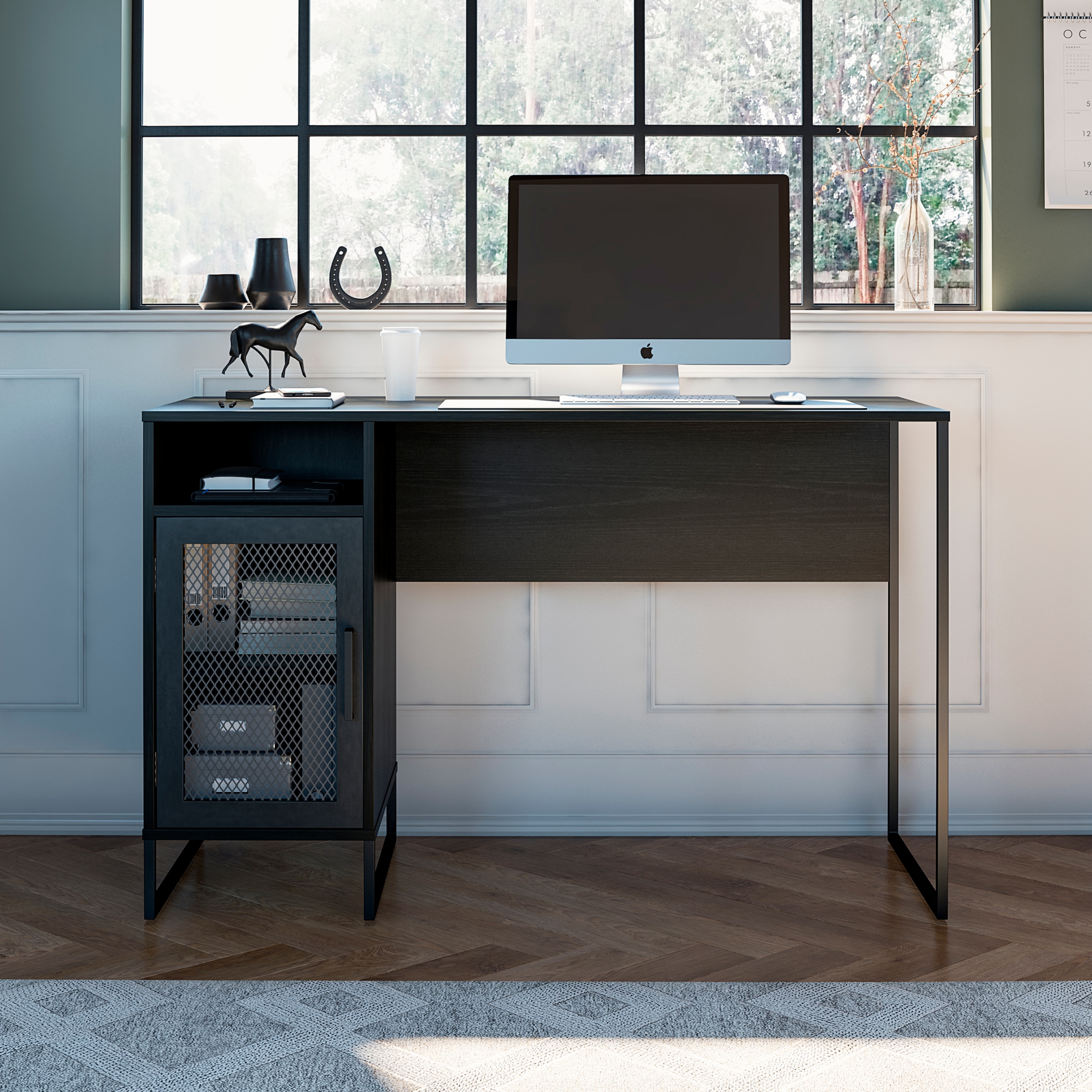 Dorel Home Schreibtisch »Purdue«, (1 St.), Tür mit Magnetverschluss, Gestell aus Metall, Höhe 76,5 cm