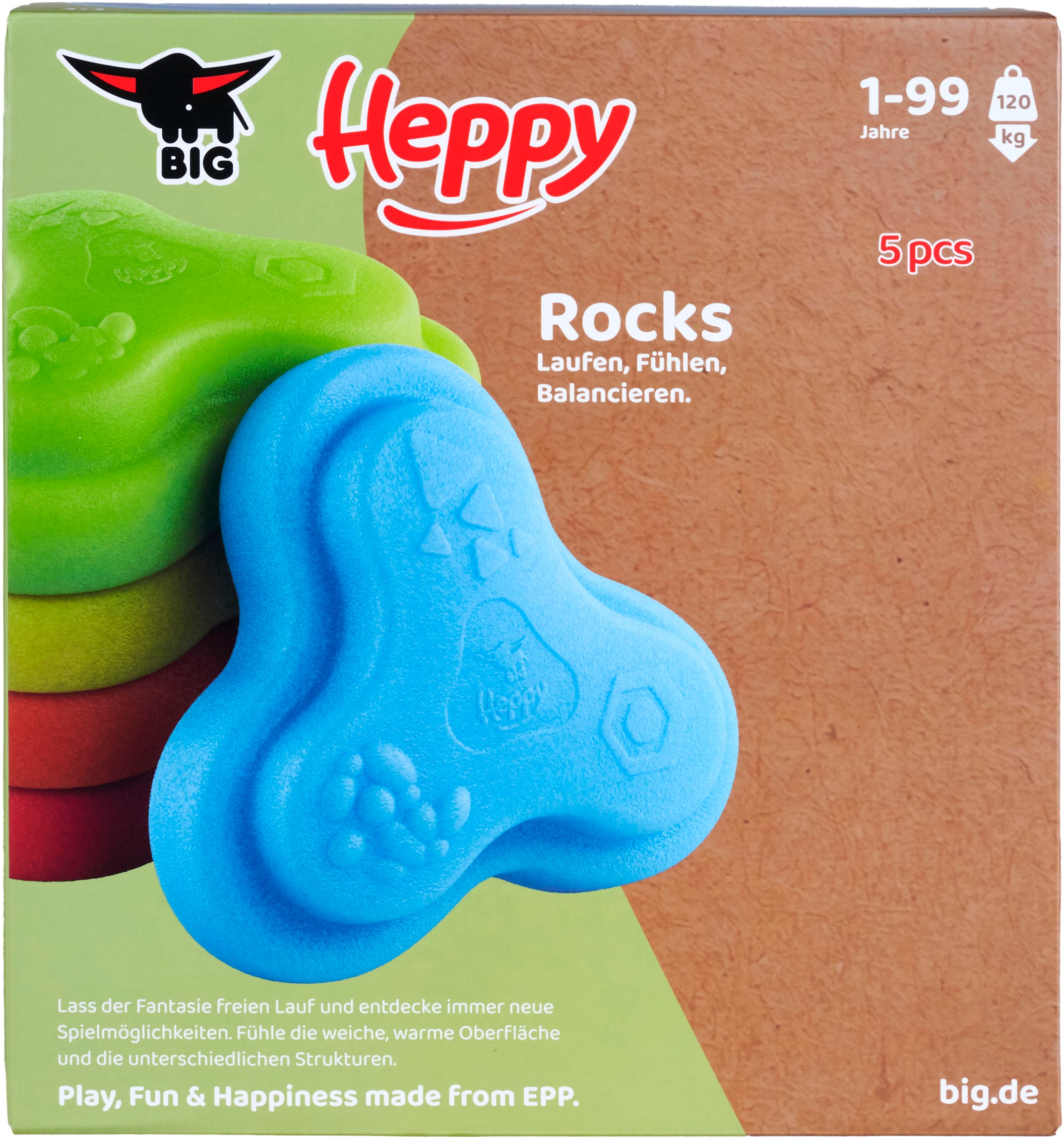 BIG Entraîneur d'équilibre »BIG Heppy Rocks, Spielsteine« mit drei verschiedenen Oberflächenstrukturen