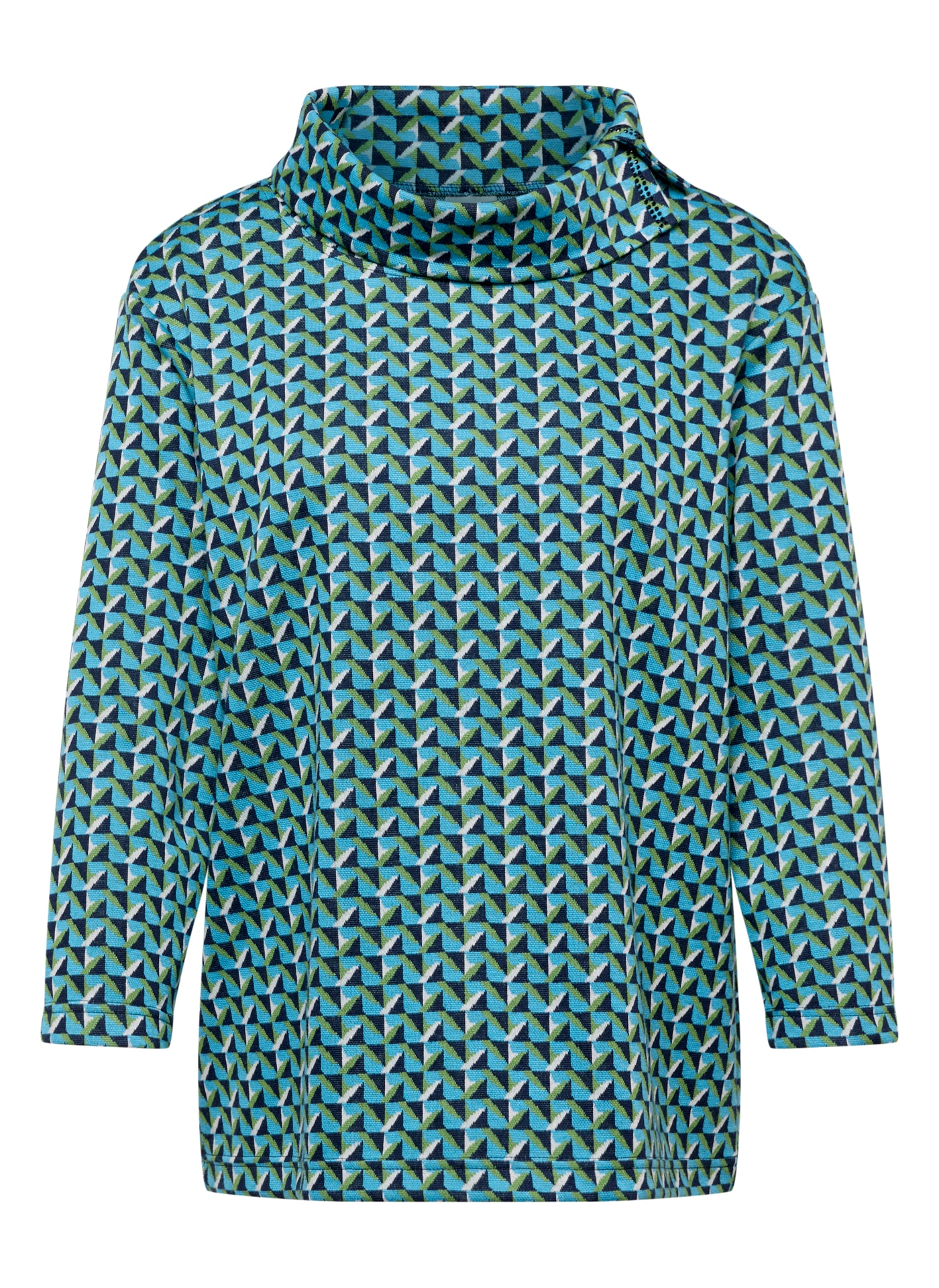 Rabe T-shirt à manches 3/4 , mit geschlitztem Rollkragen und Minimal Print
