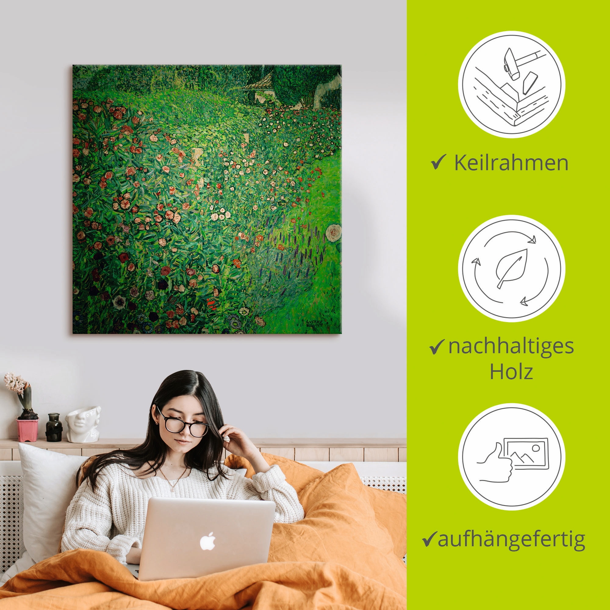 Artland Leinwandbild »Italienische Gartenlandschaft«, Garten, (1 St.), auf Keilrahmen gespannt