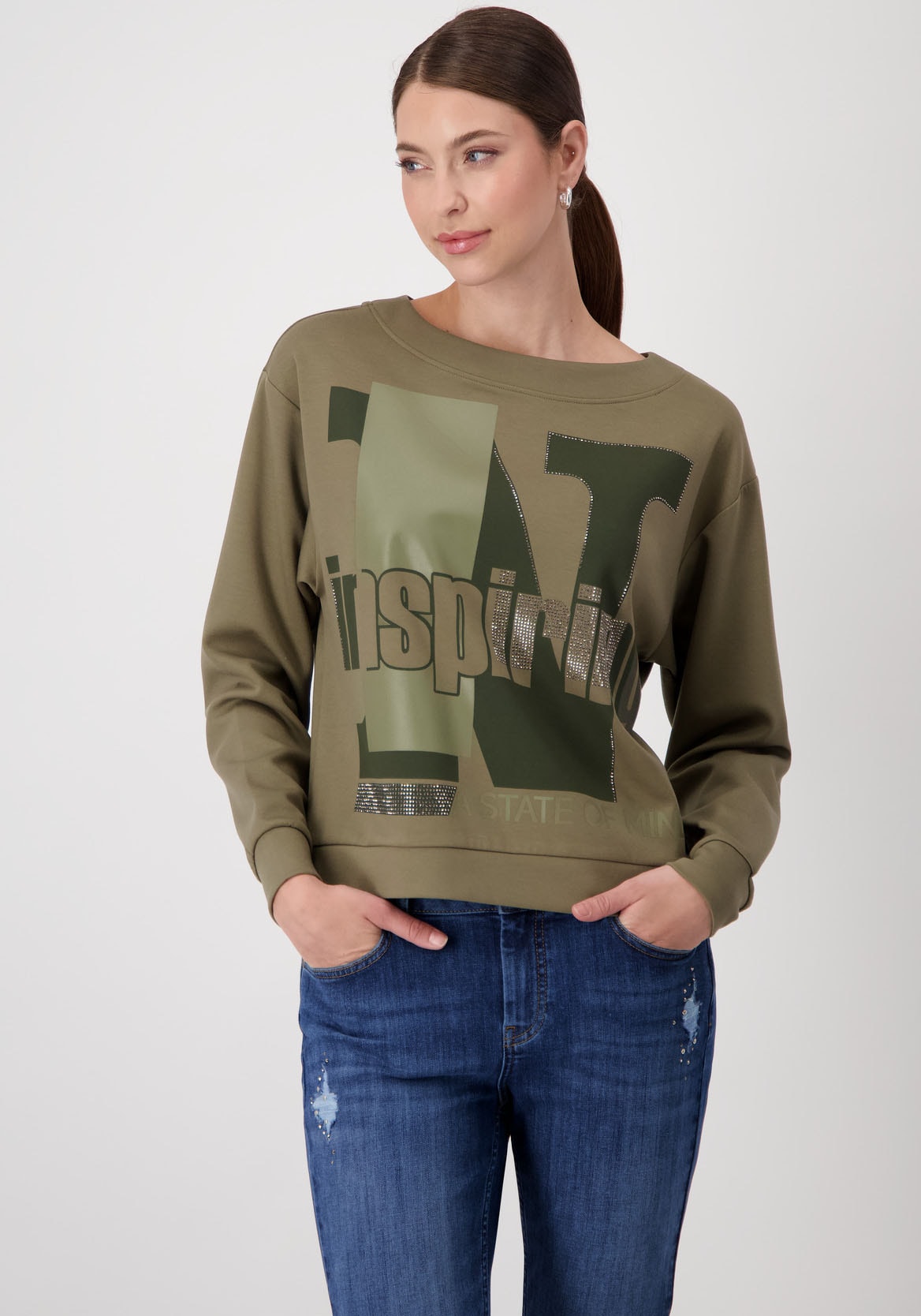 Sweatshirt, mit Folienglanzschrift