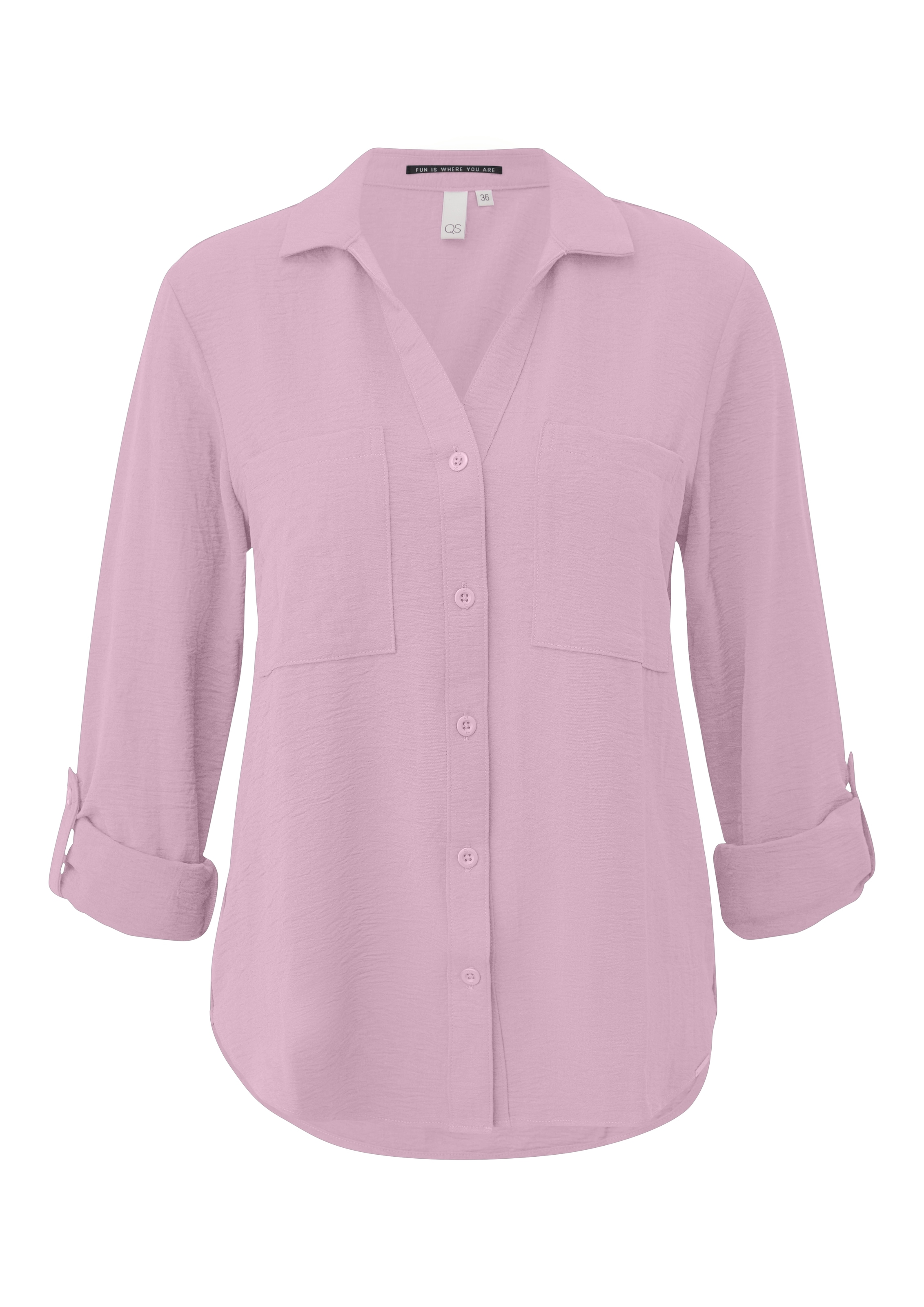 QS Langarmbluse mit Knopfleiste und Brusttaschen