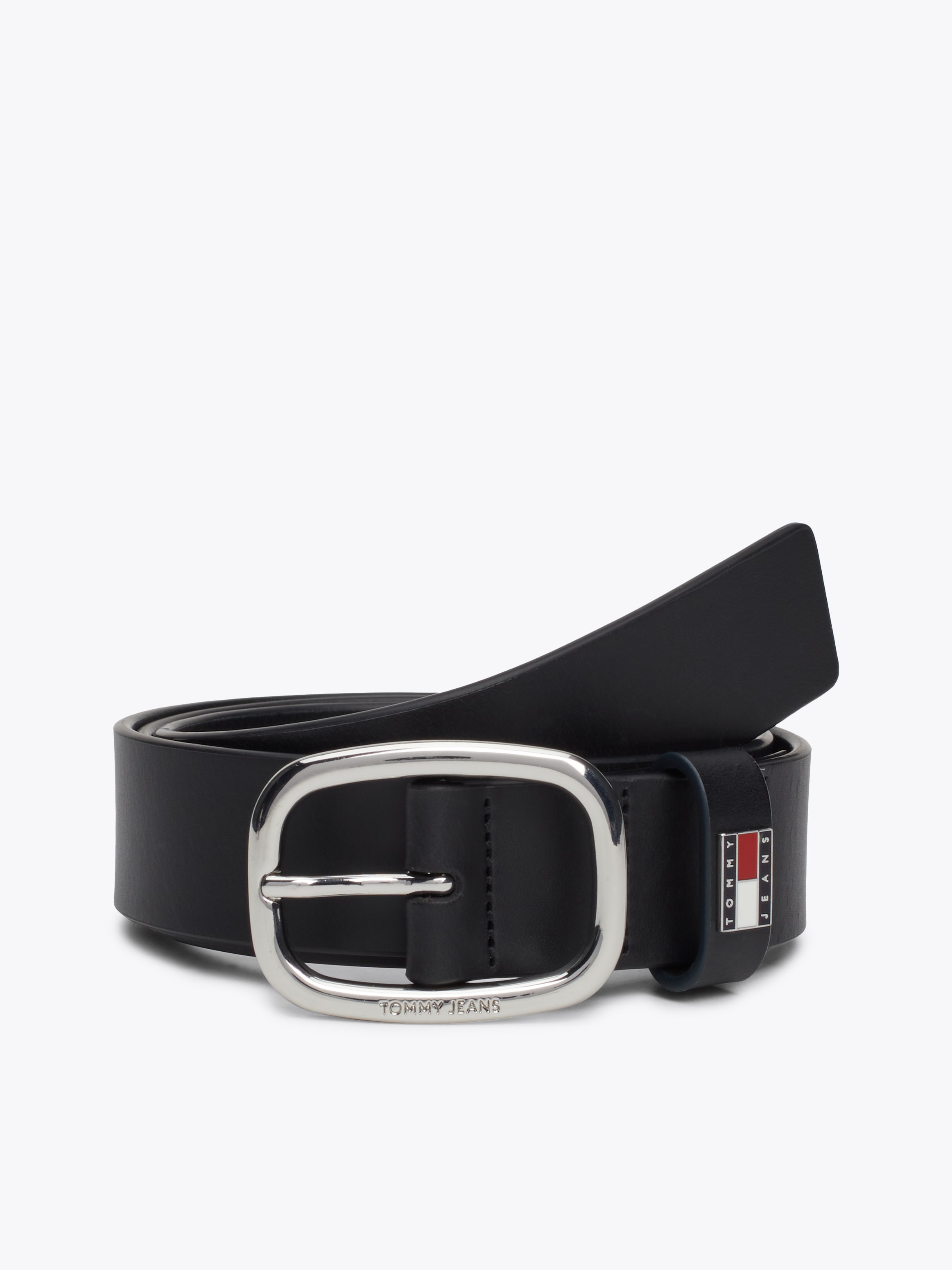 Tommy Jeans Ledergürtel »TJW OVAL 3.0«, Ovale Einfachdornschliesse und Logo am Verschluss