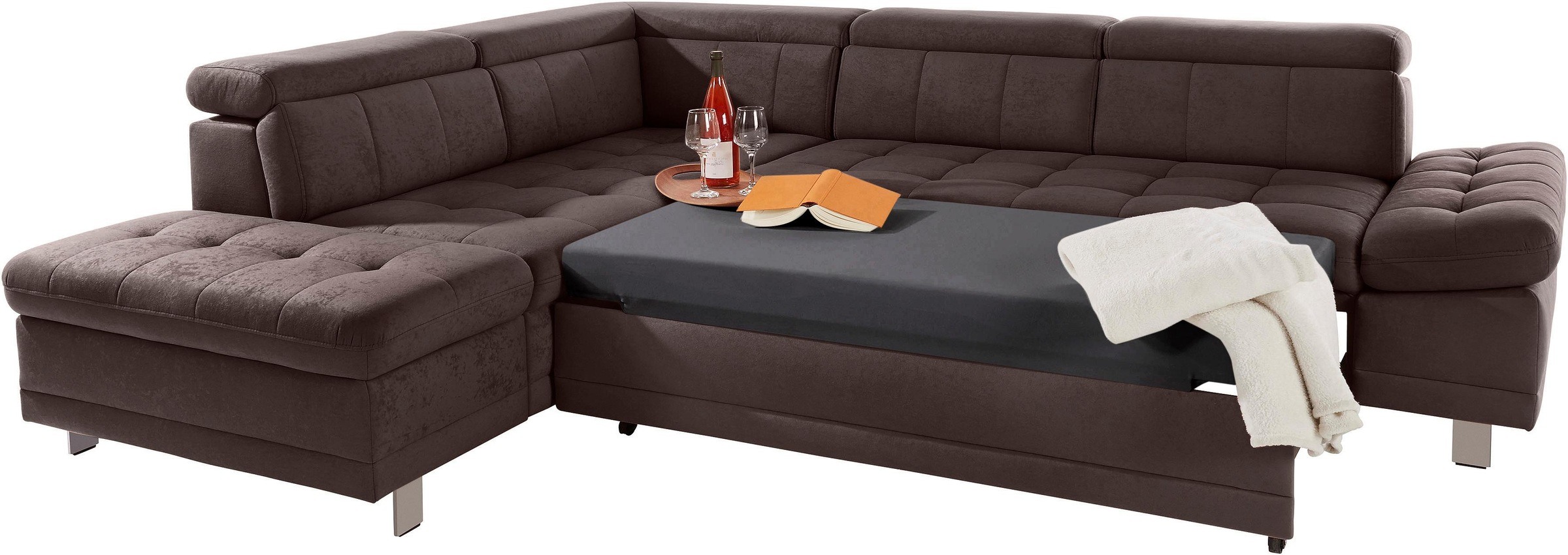 sit&more Ecksofa »Limit L-Form«, wahlweise mit Bettfunktion und Bettkasten