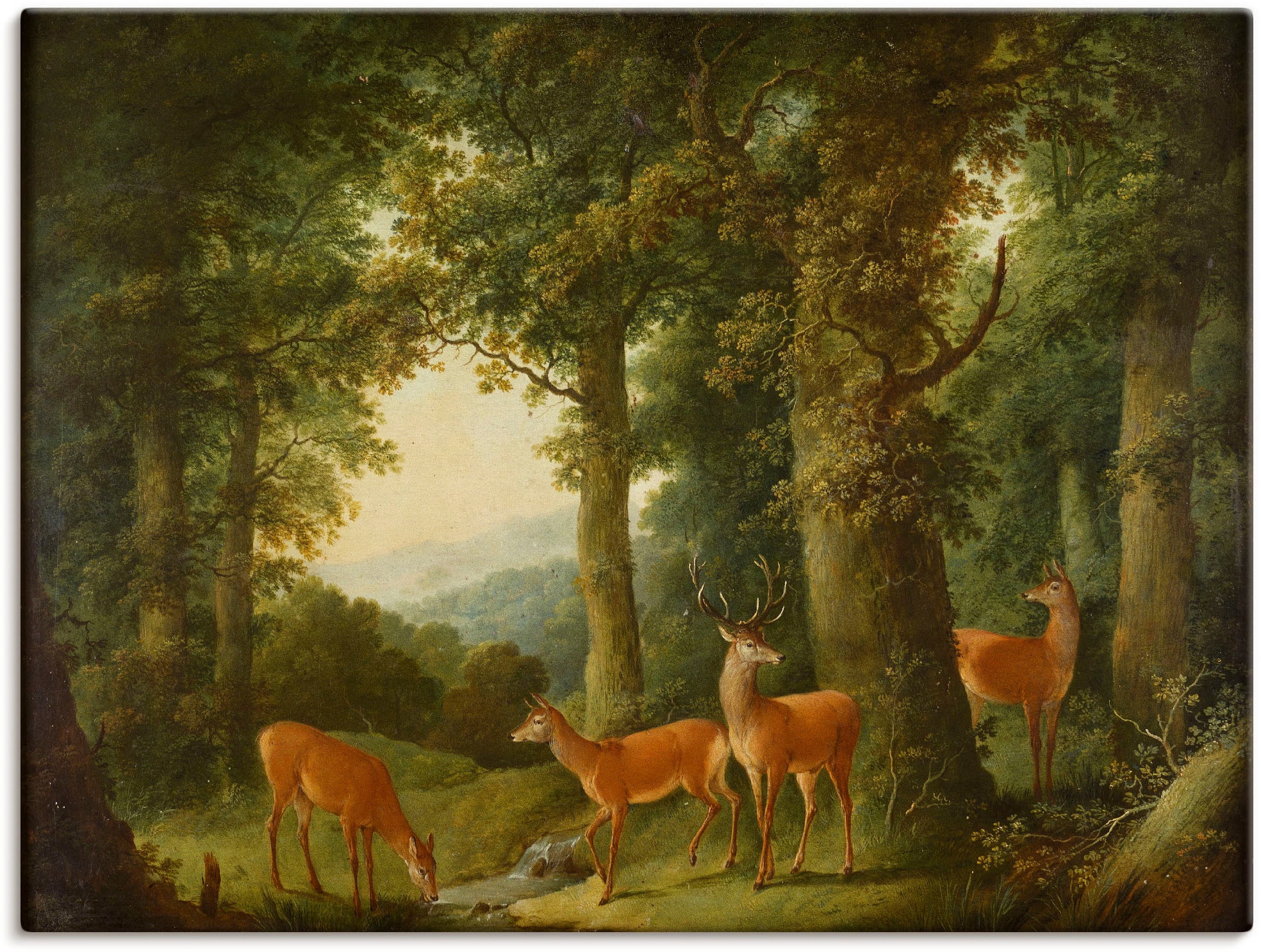 Image of Artland Leinwandbild "Waldlandschaft mit Rotwild. Um 1760/70" Wald 1 Stk. tlg. auf Holzrahmen gespannt