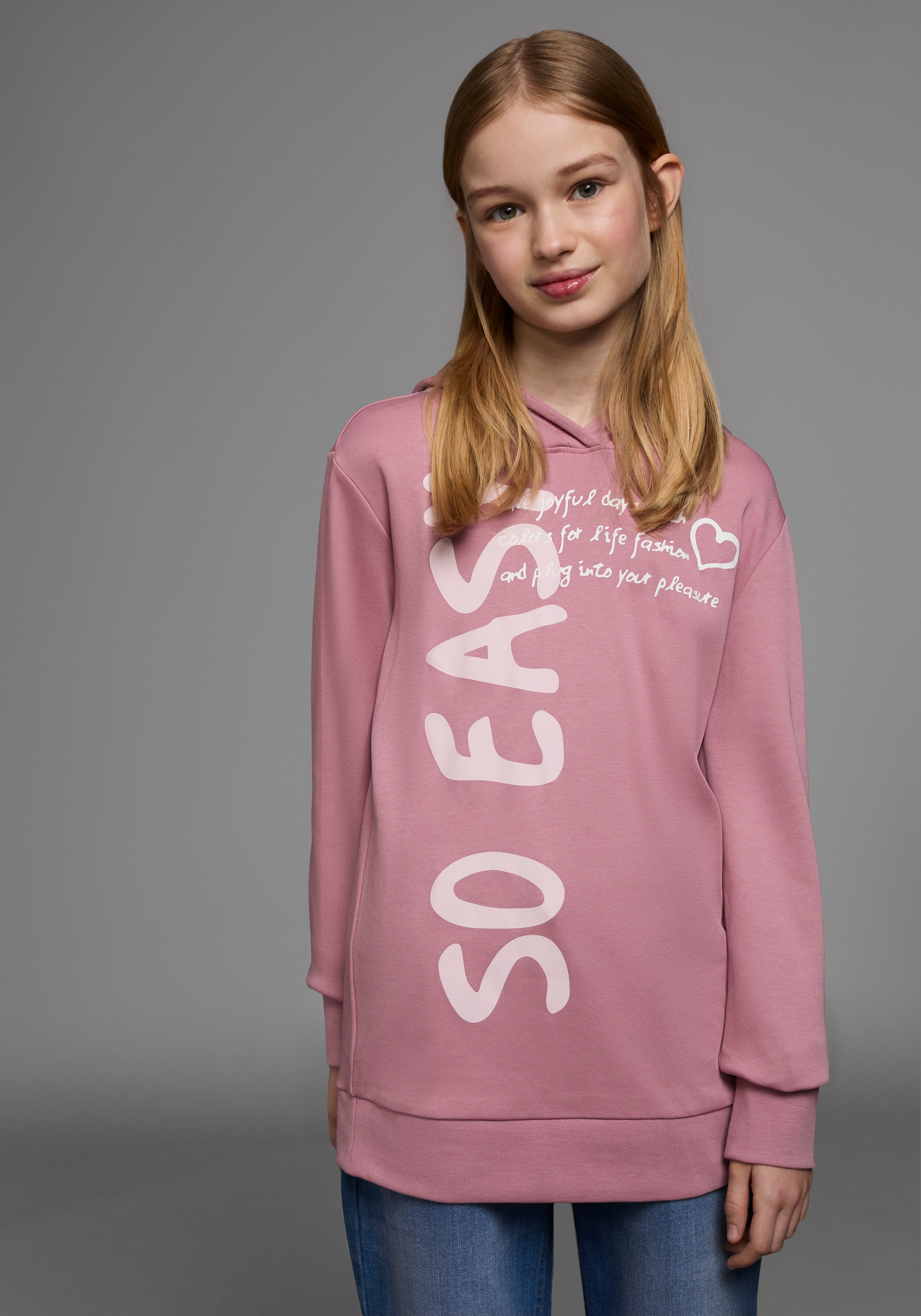 KIDSWORLD Kapuzenshirt »SO EASY - Print«, Langarm, Basic-Passform, mit modischen Drucken