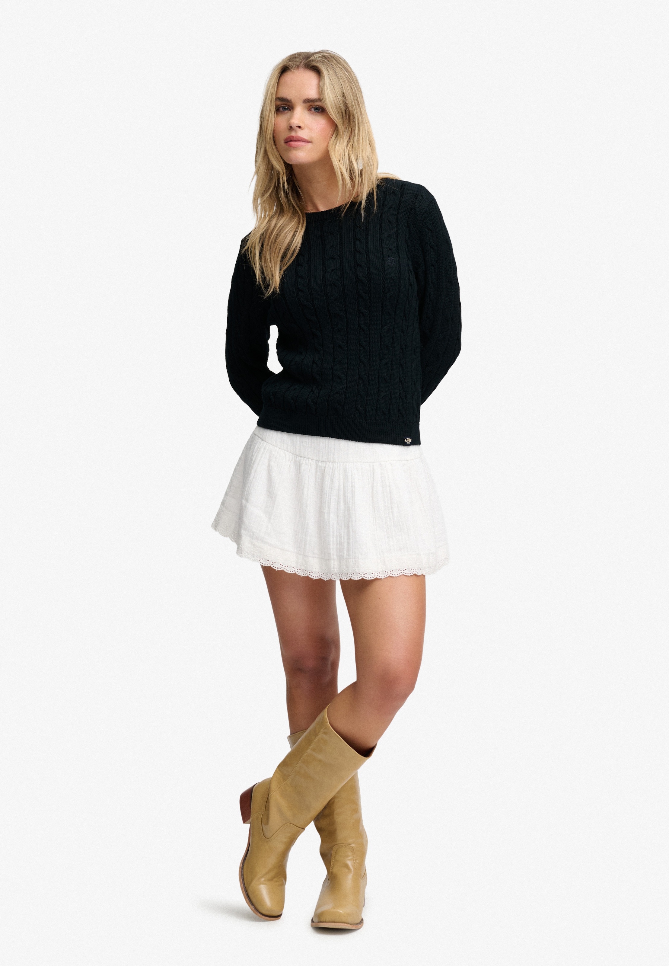 Superdry Pull en tricot »ESSENTIALS SD&CO CABLE JUMPER« fibre synthétique, coupe décontractée