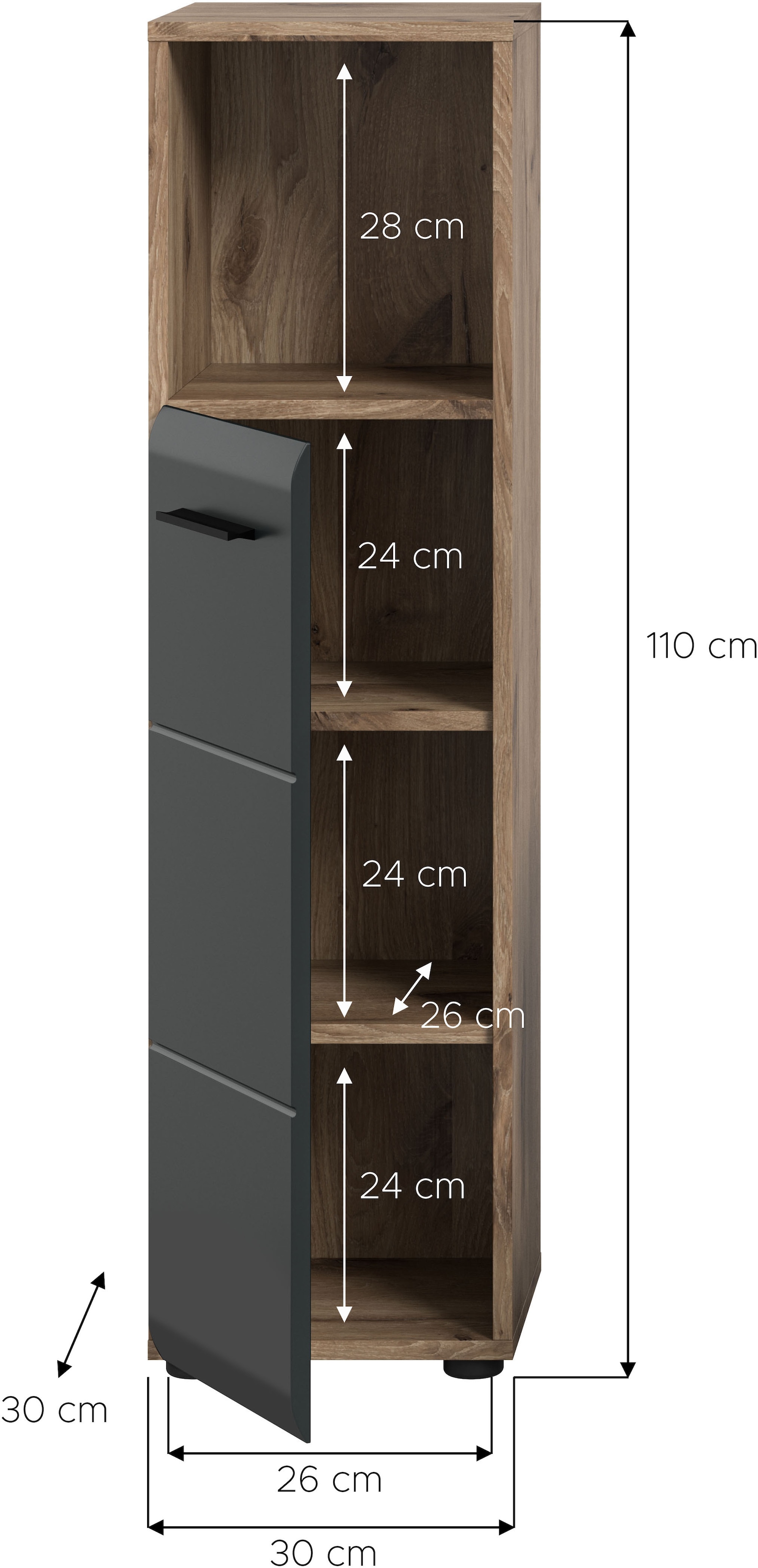 INOSIGN Armoire de rangement »FLORENZ, TOPSELLER!, Höhe 110 cm, 1 Tür, 2 Fachböden, 1 offenes Fach« TOPSELLER!, 1 cuis tlg. Türanschlag wechselbar, hochwertige MDF Front, Badschrank, Bad