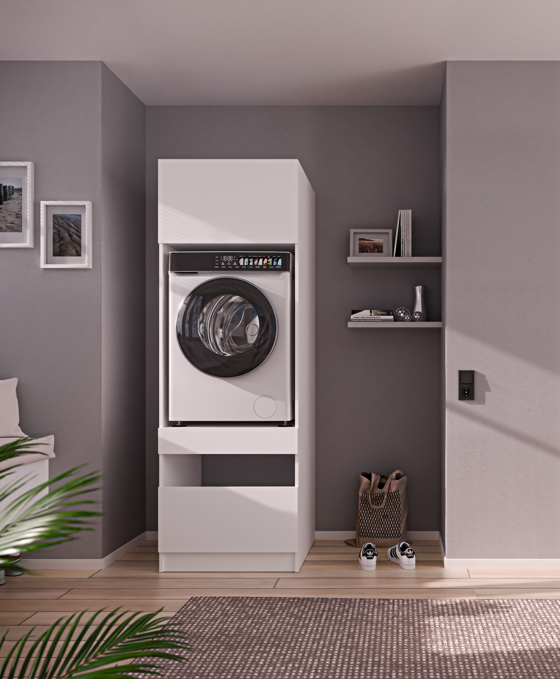 BASIC by Balculina Armoire pour machine à laver »Washhome B/T/H 68x200x68 cm« 1 cuis tlg. largeur 68cm, plateau extensible