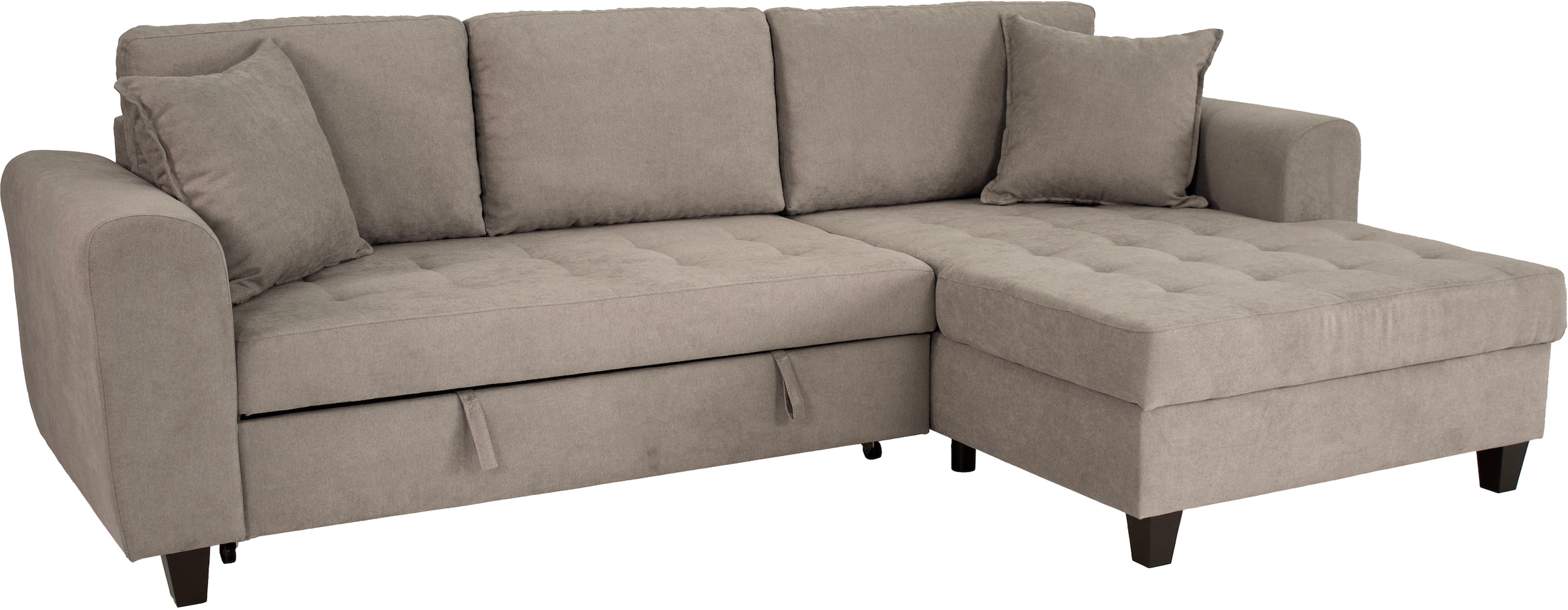 Trends by HG Canapé d'angle »Moritz L-Form, B: 265 cm« mit Bettfunktion, Bettkasten & Zierkissen