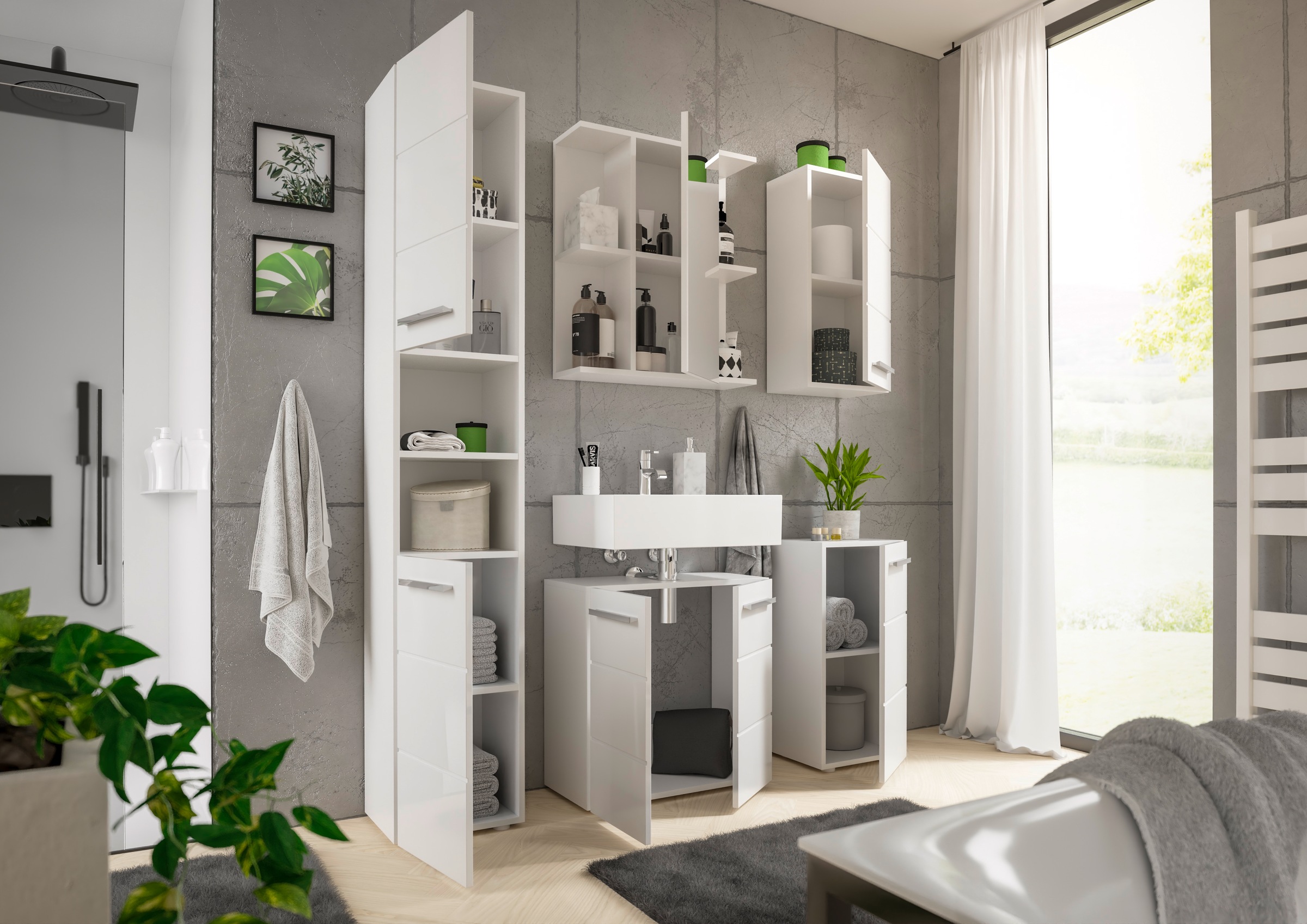 BASIC by Balculina Armoire suspendue »Mandi« 1 cuis tlg. largeur 34 cm, façade laquée brillante